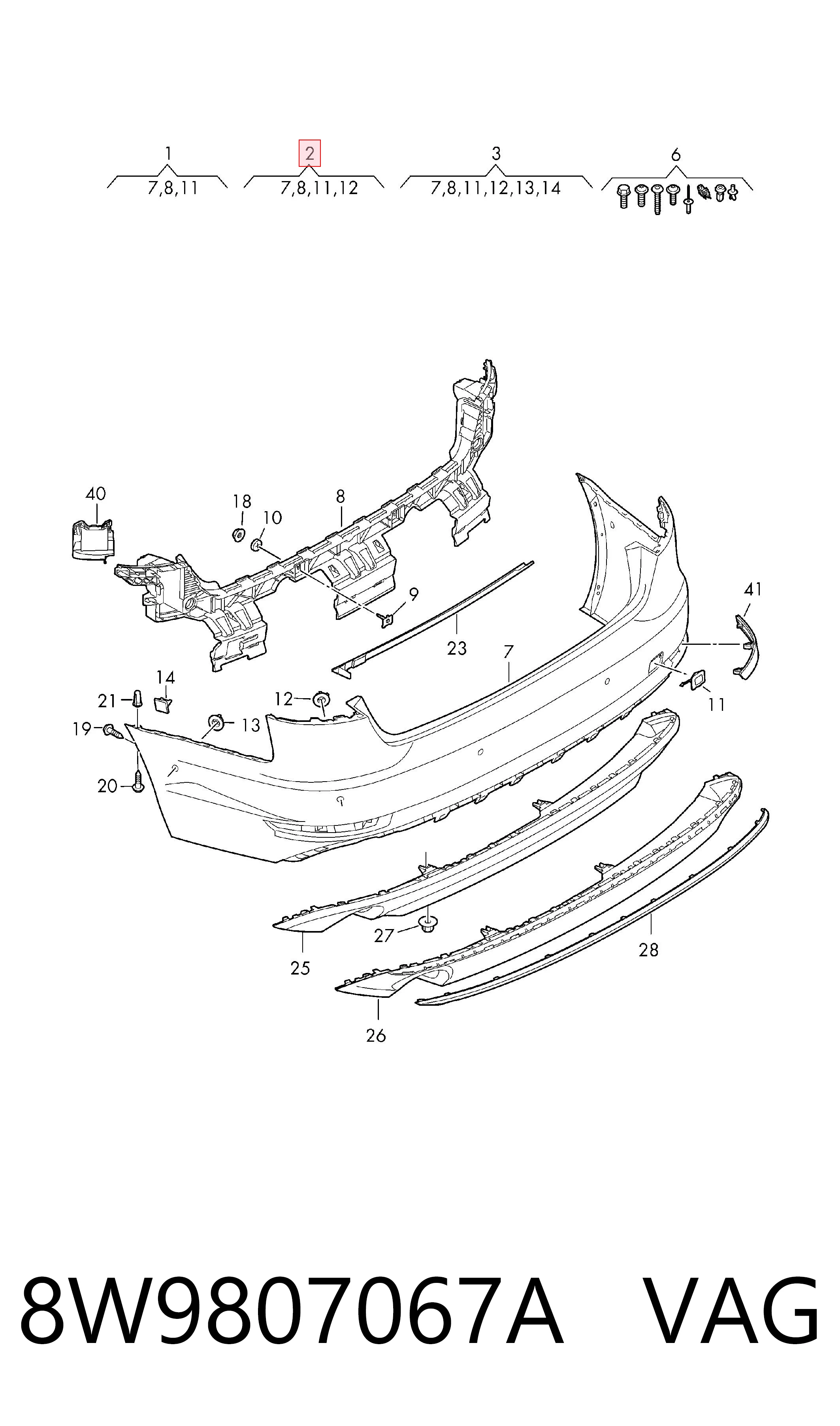 Defensa trasero para Audi A4 Avant B9 8W5, 8WD