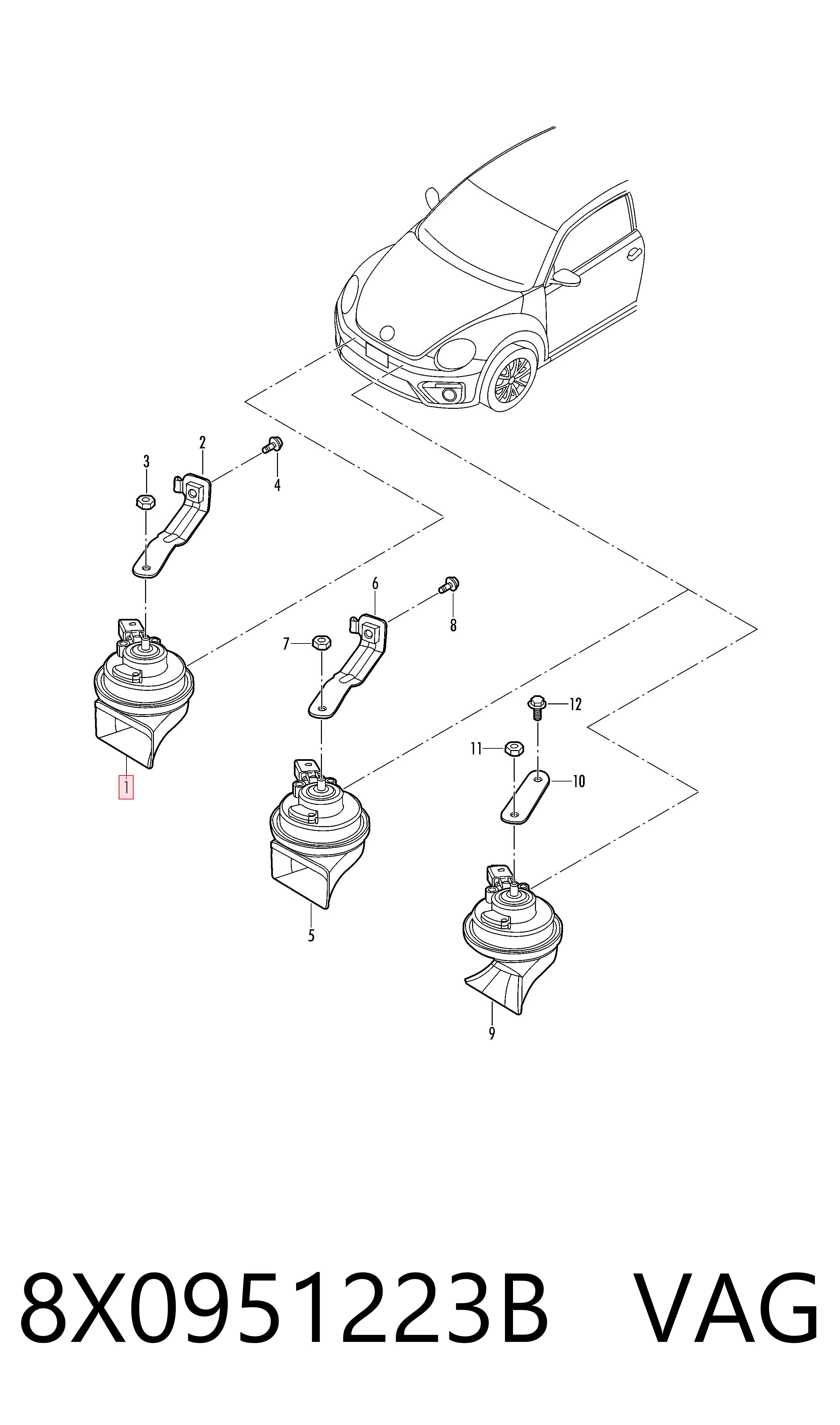 8X0951223B VAG Claxon