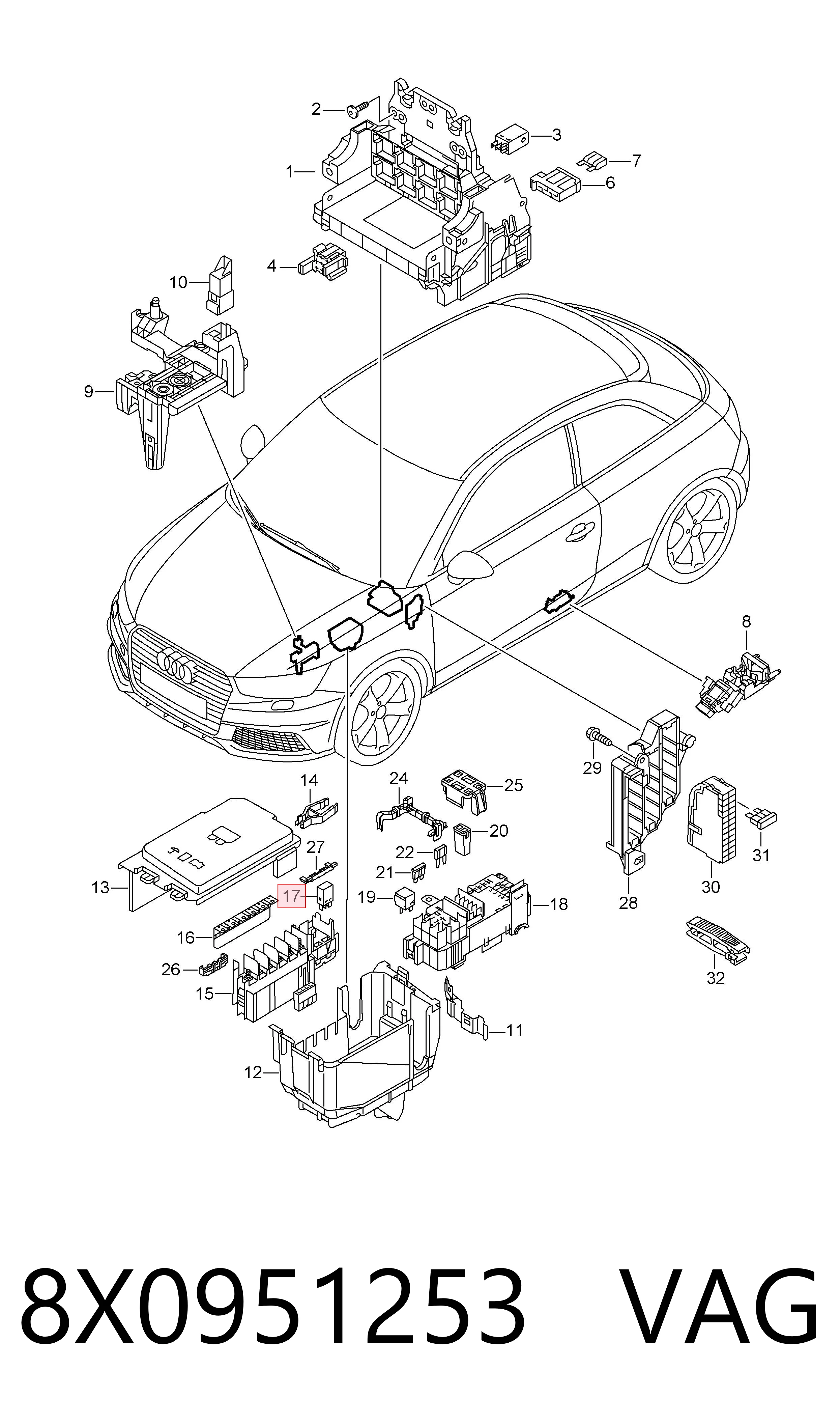 8X0951253 VAG Relé eléctrico multifuncional