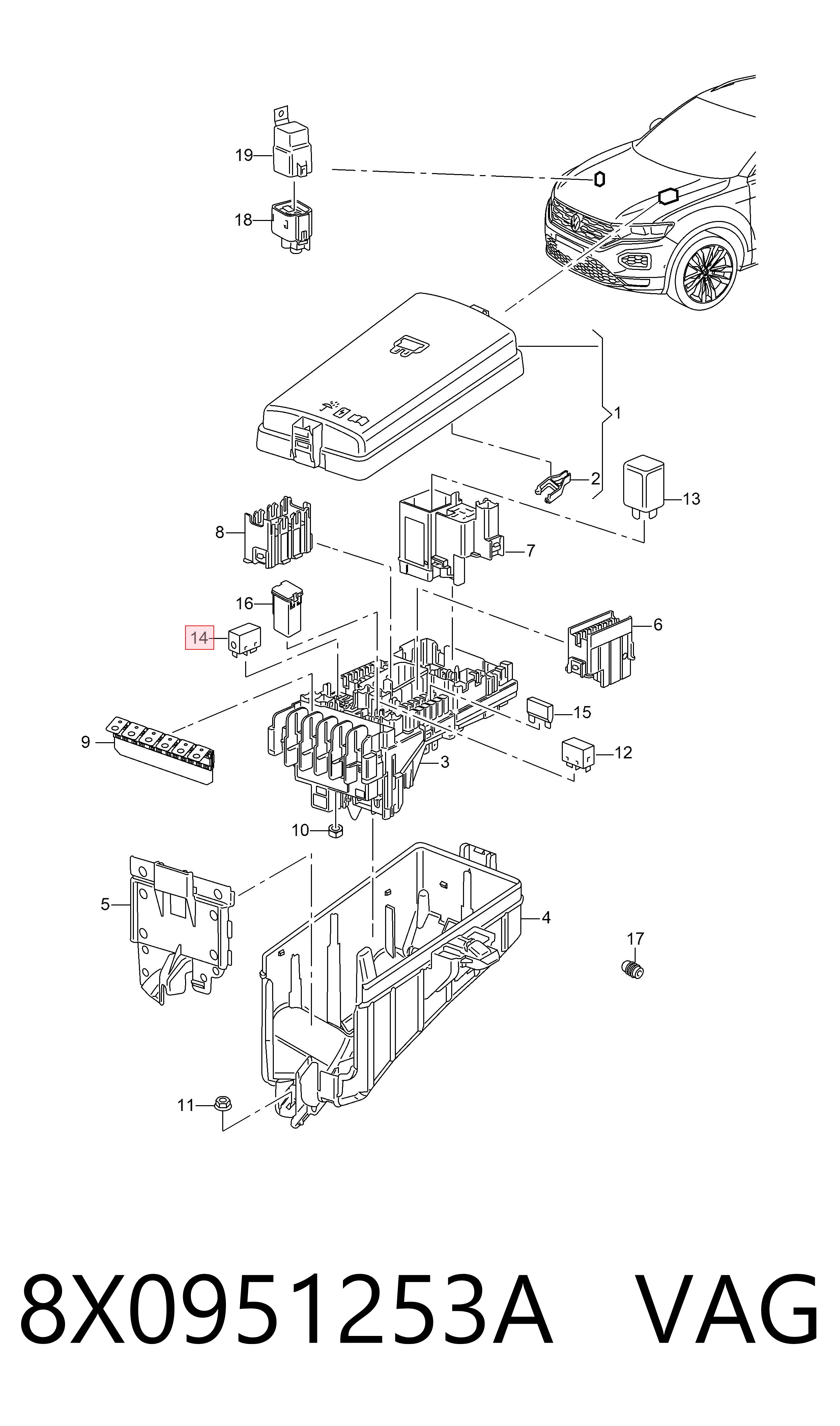 8X0951253A VAG Relé eléctrico multifuncional