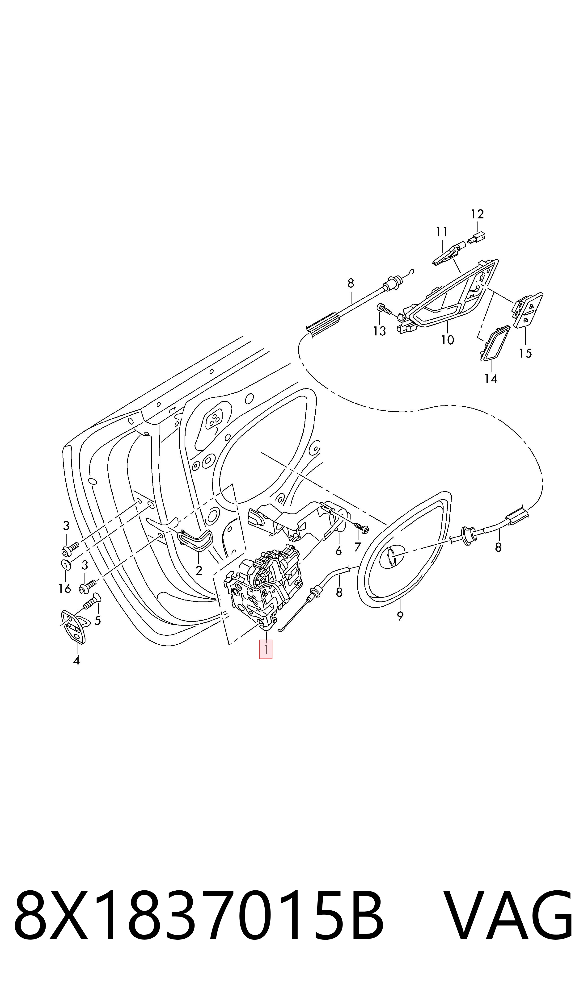 Cerradura de puerta Audi A5 (2016-2026)