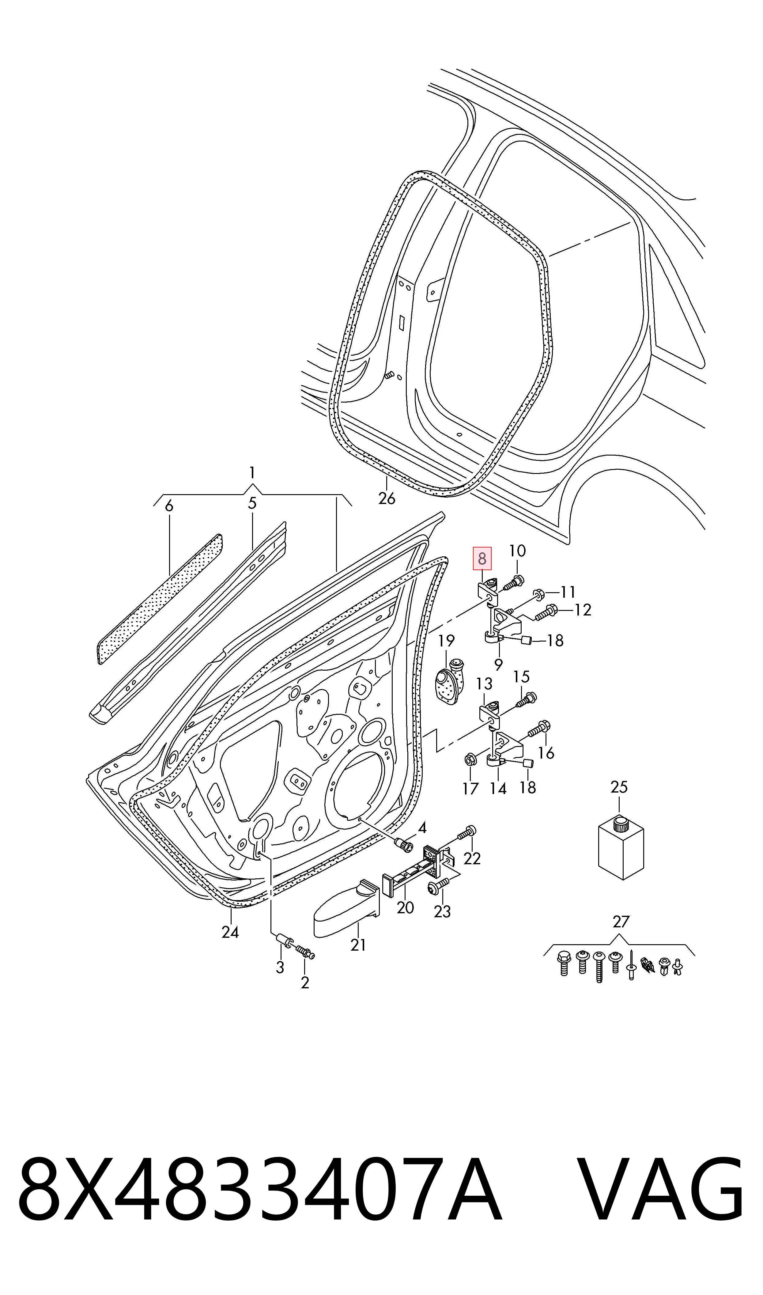 8X4833407A VAG Bisagra de puerta delantera izquierda
