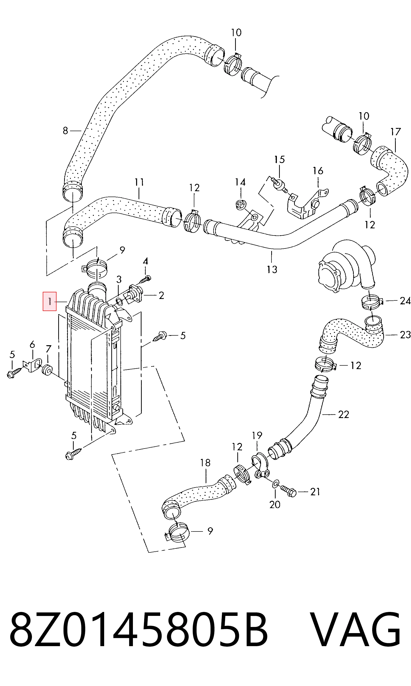 Enfriador de aire de admisión para Audi A2  (8Z0)