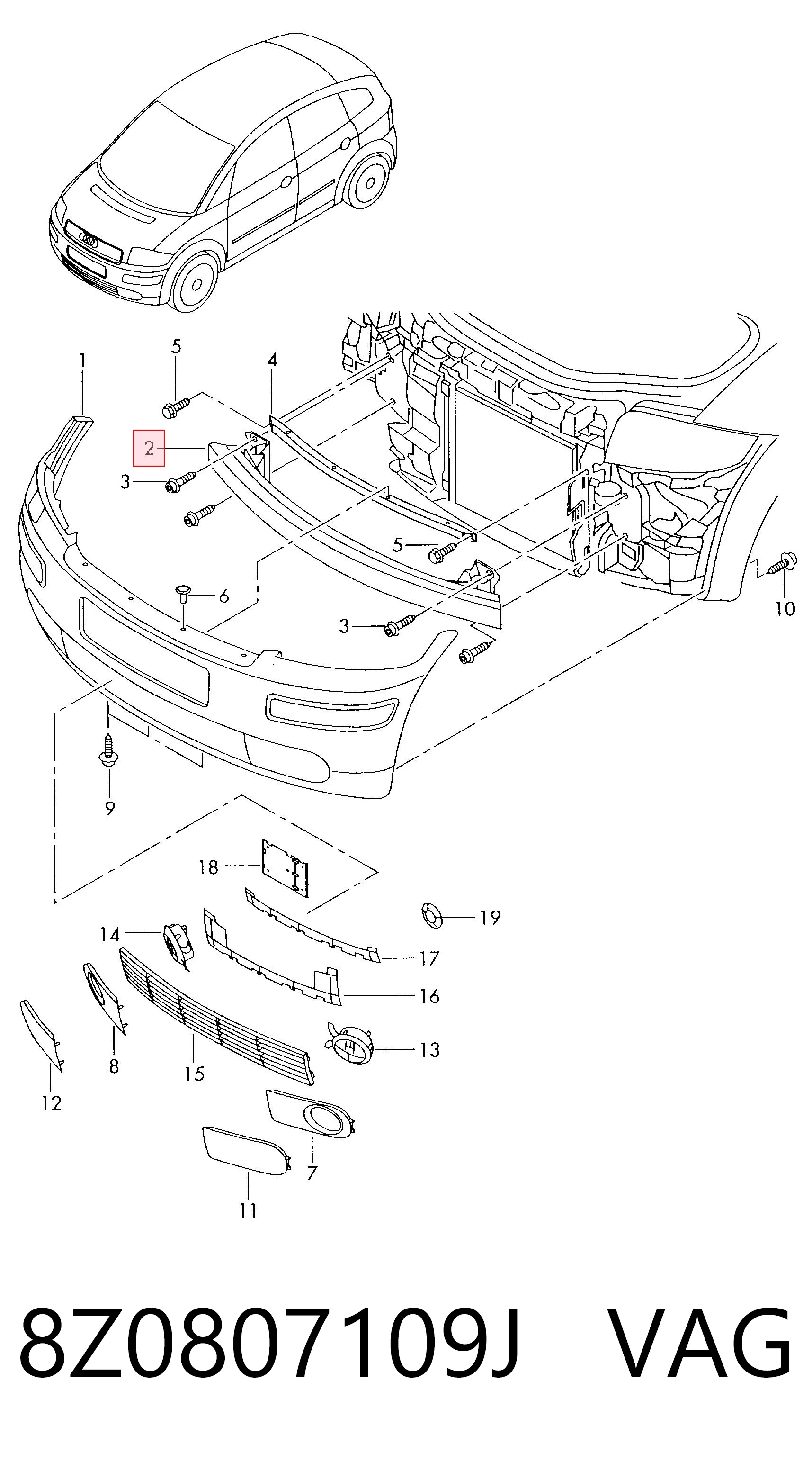 Comprar Refuerzo de parachoques delantero Audi A2  8Z0 a bajo precio