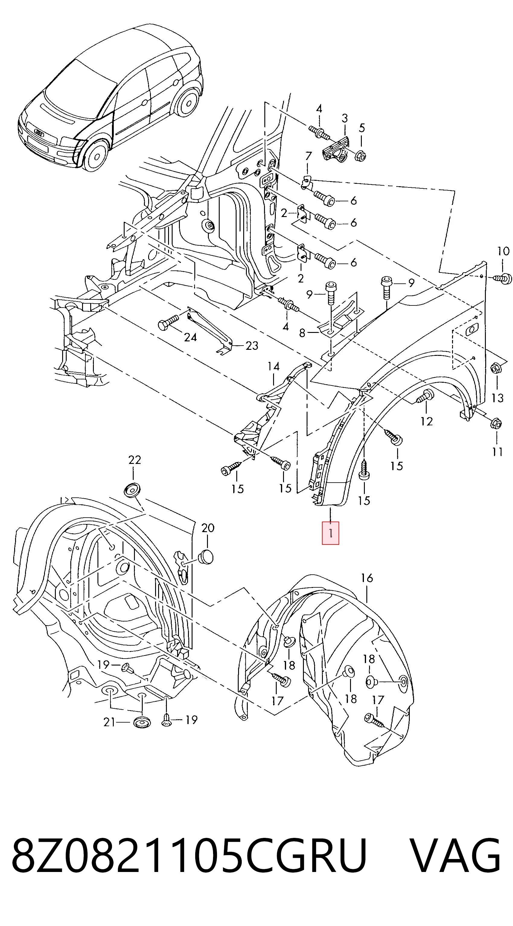 Comprar Aleta delantera izquierda Audi A2  8Z0 a bajo precio