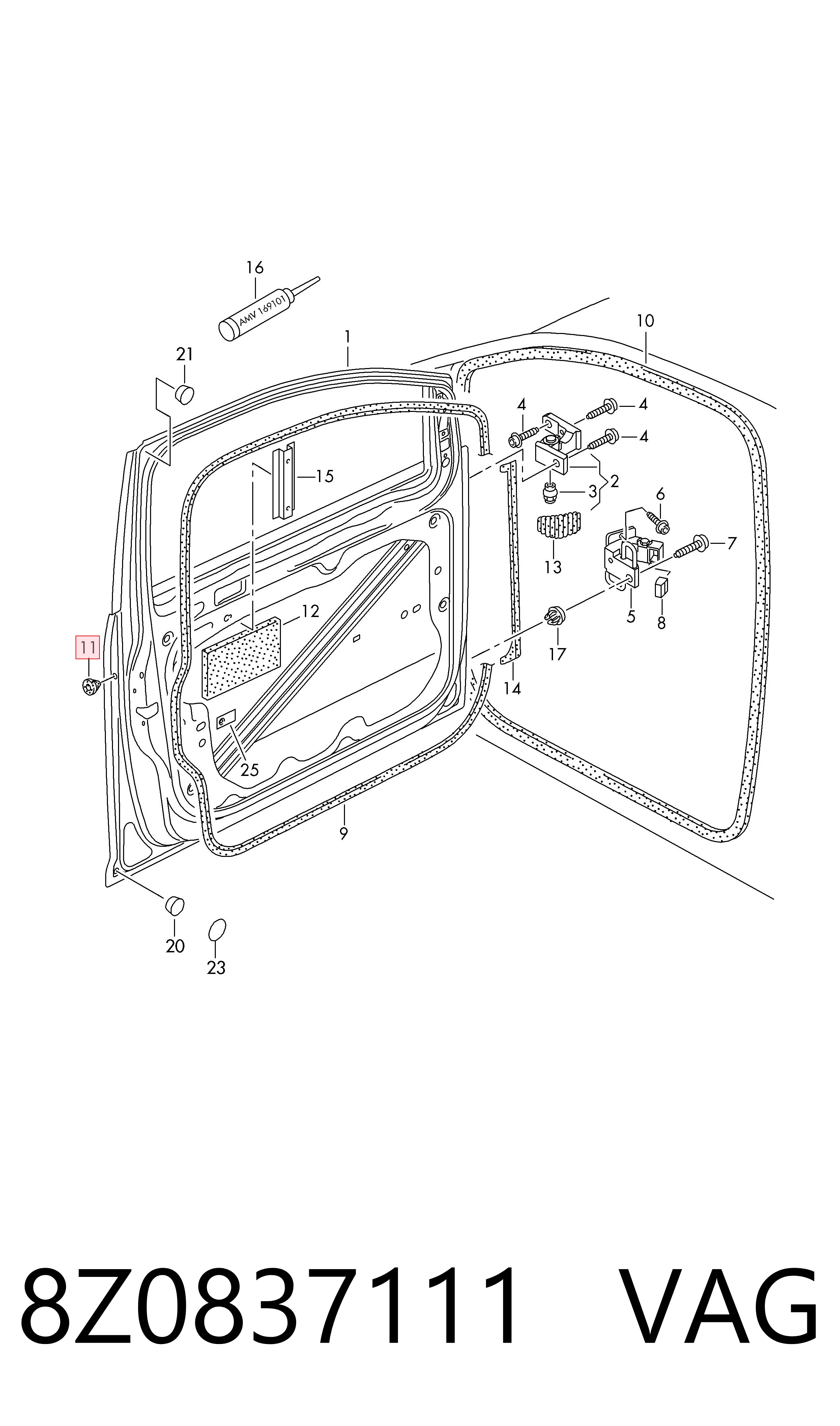 8Z0837111 VAG Tapón del orificio del gato