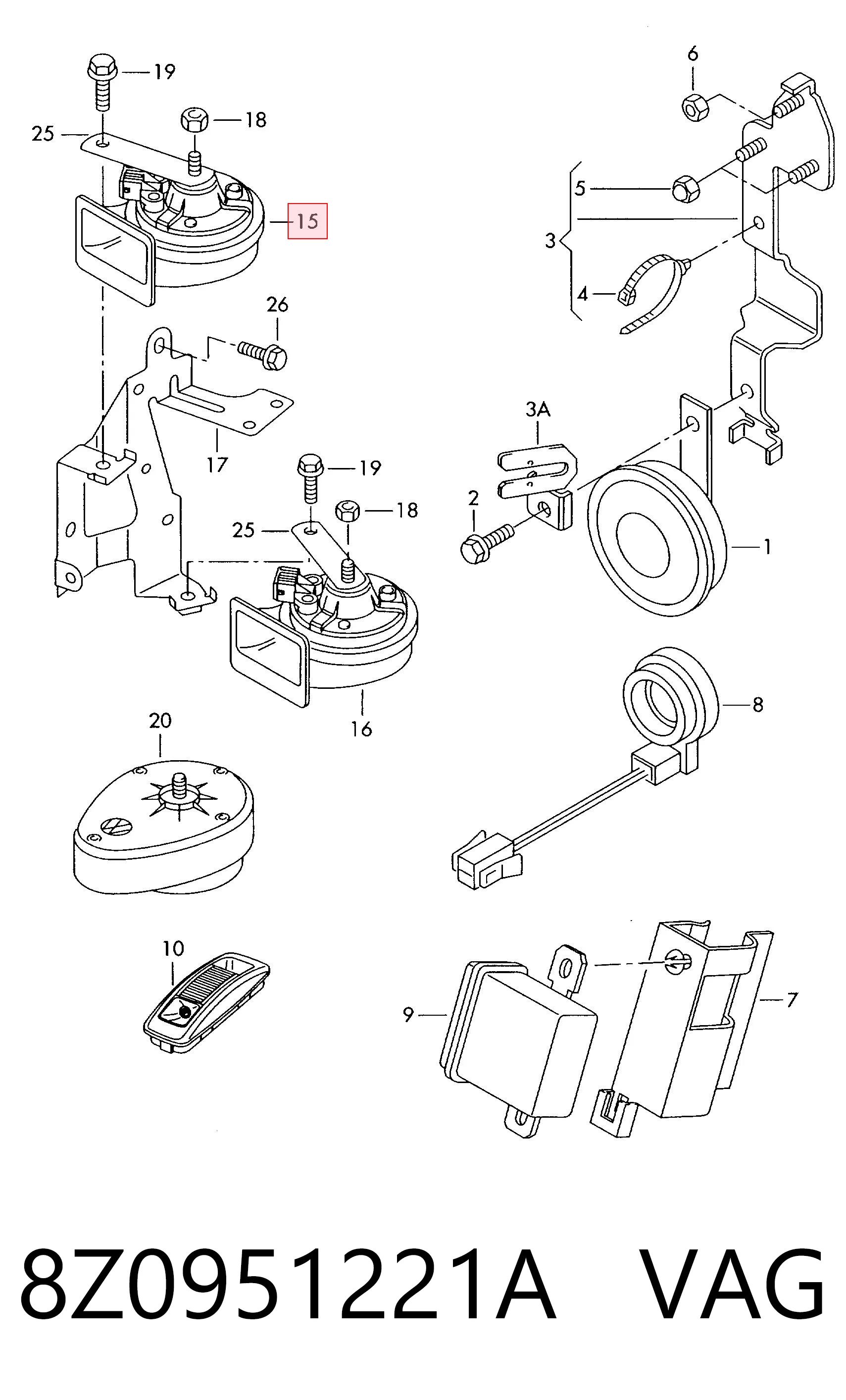 8Z0951221A VAG Claxon