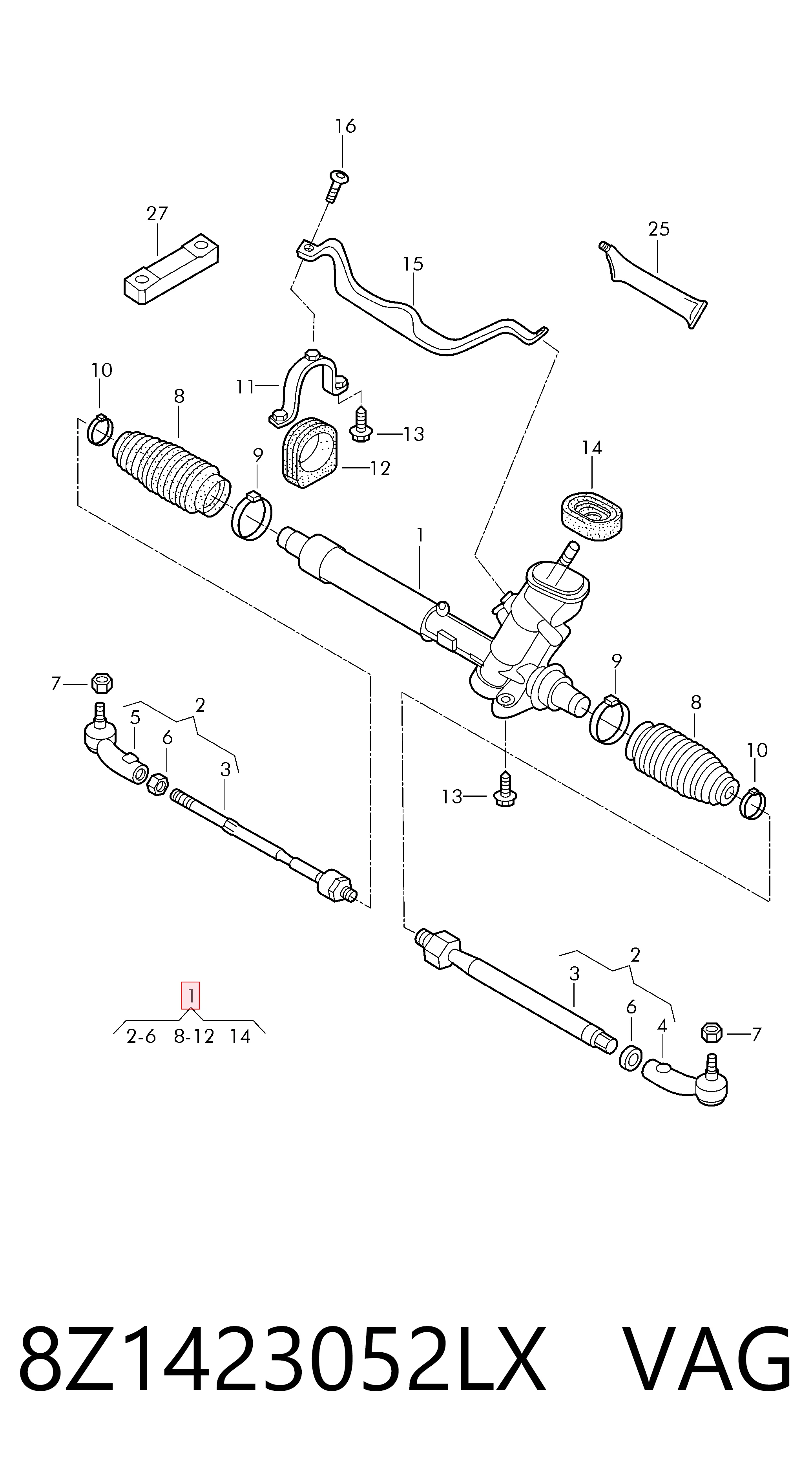 Precio del repuesto Caja de dirección A2  hatchback
