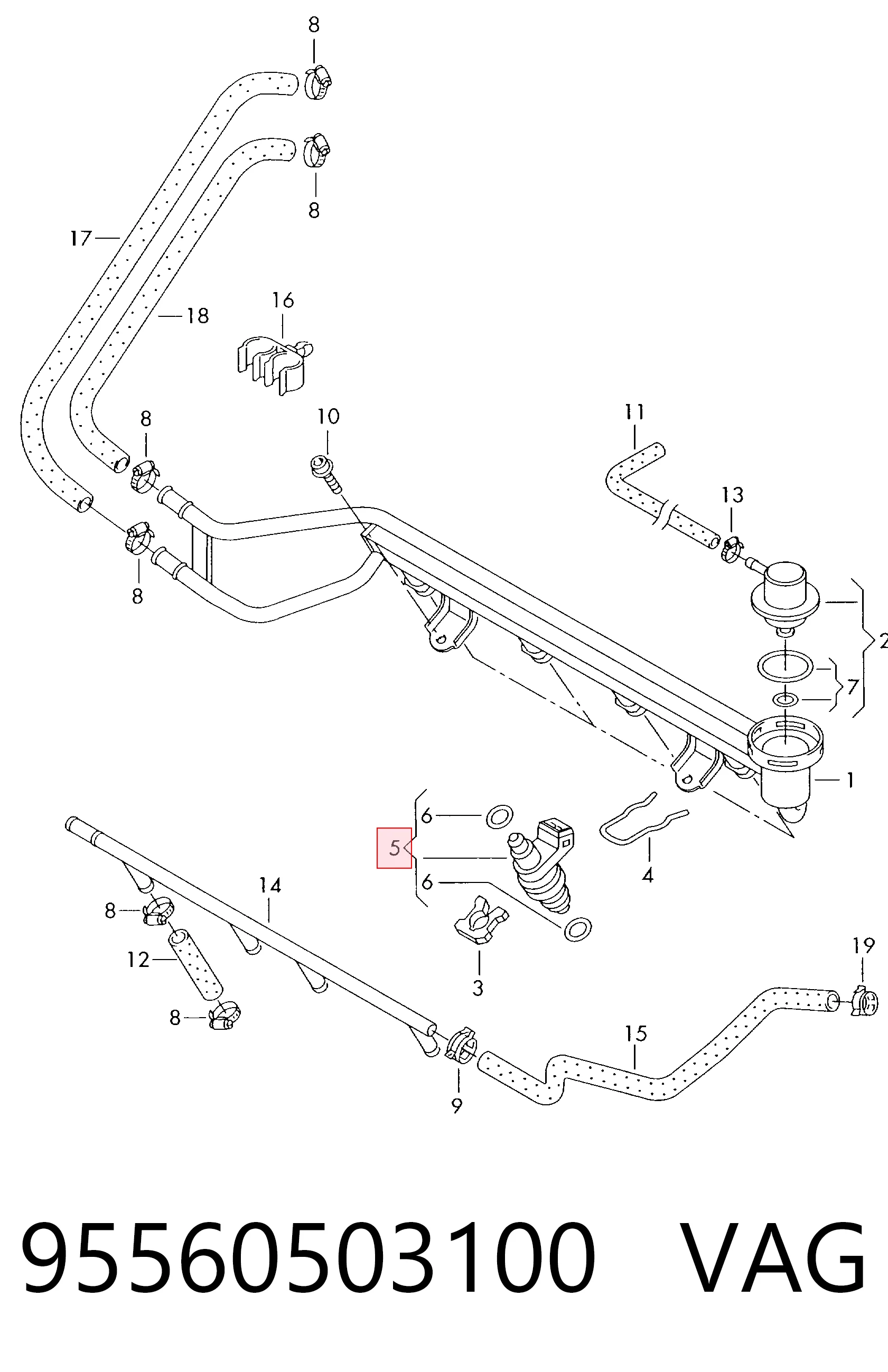95560503100 VAG Inyector de combustible