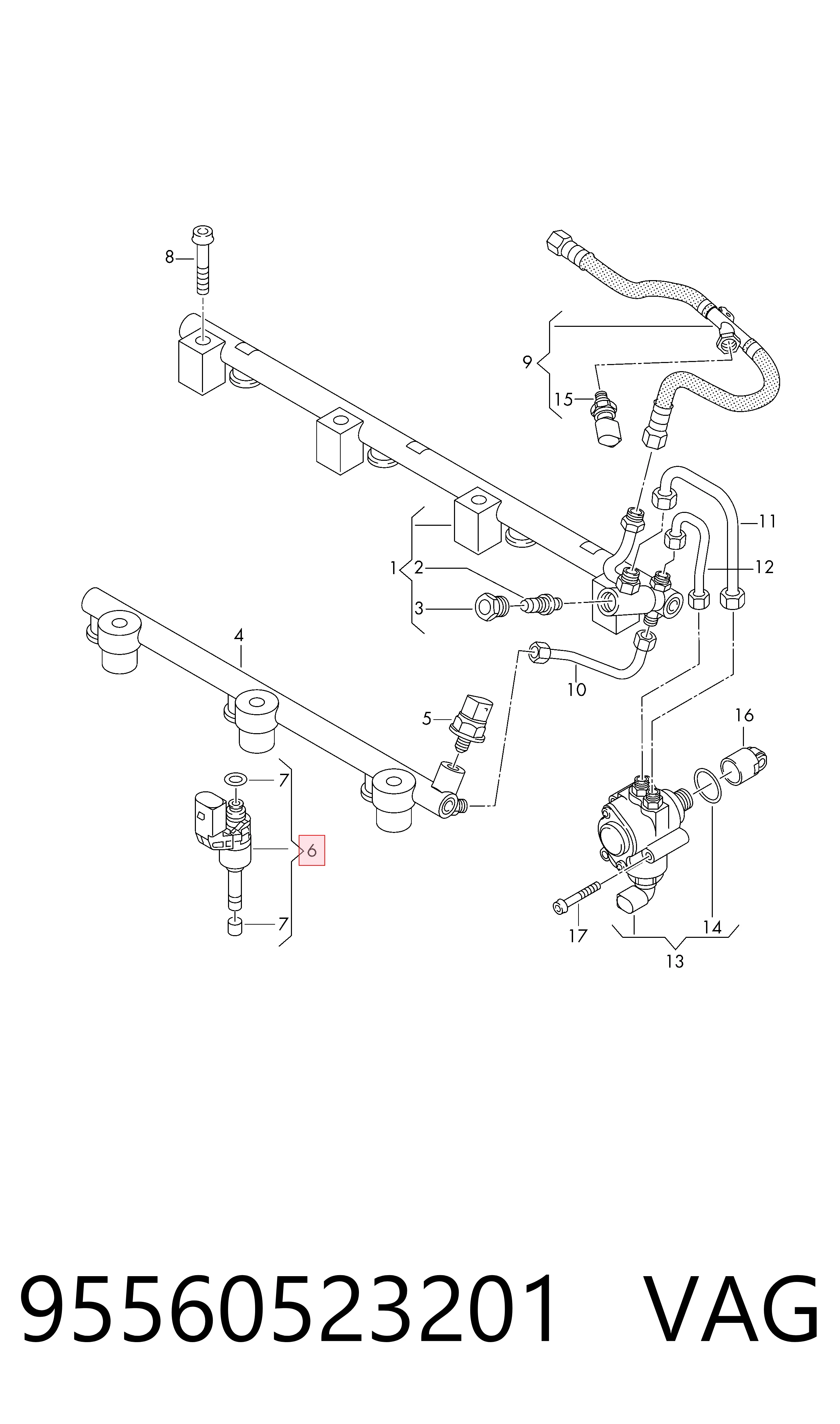 95560523201 VAG Inyector de combustible