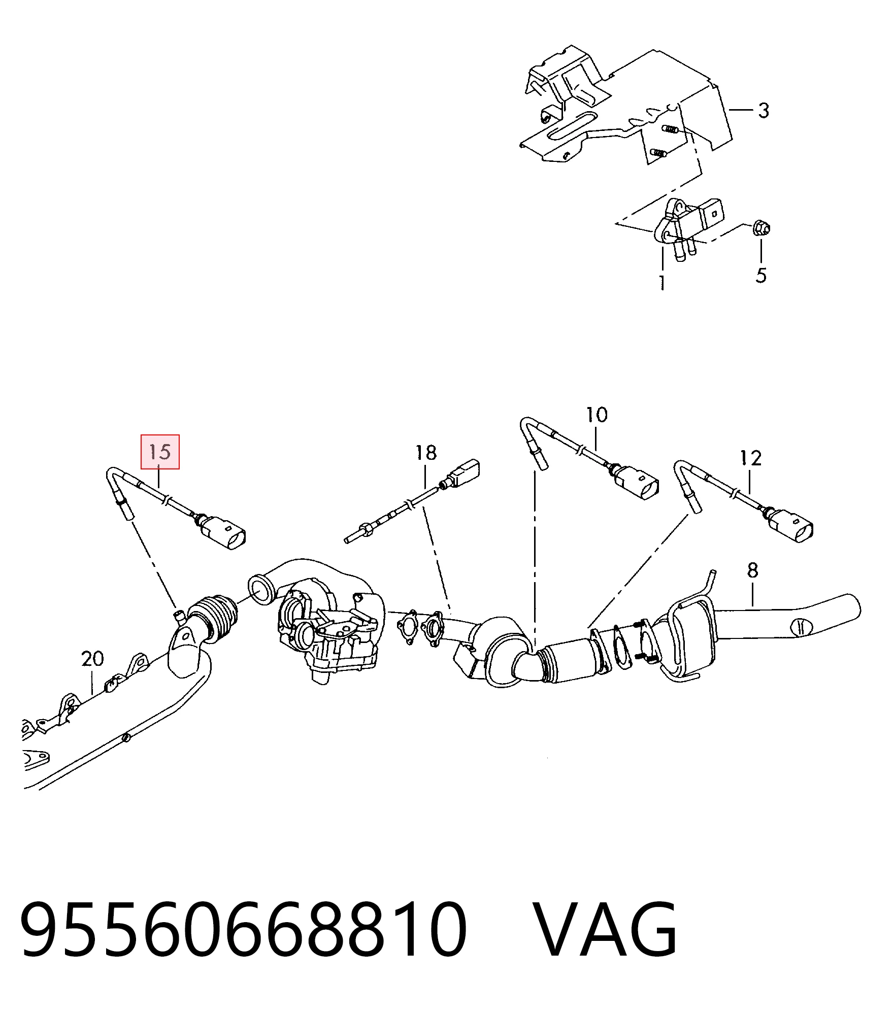 95560668810 VAG Sensor de temperatura de gases de escape antes de la turbina
