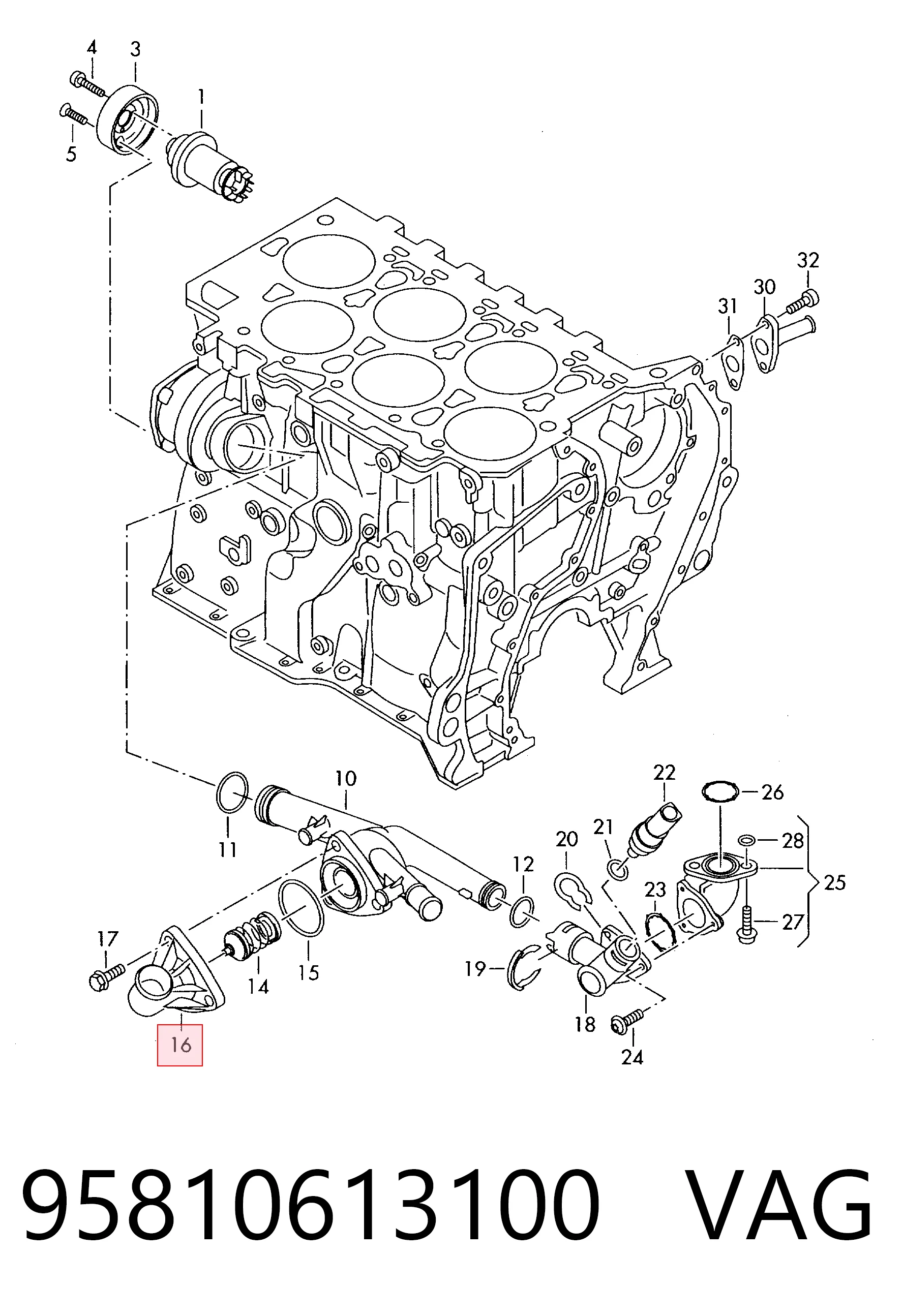 95810613100 VAG Tapa de termostato