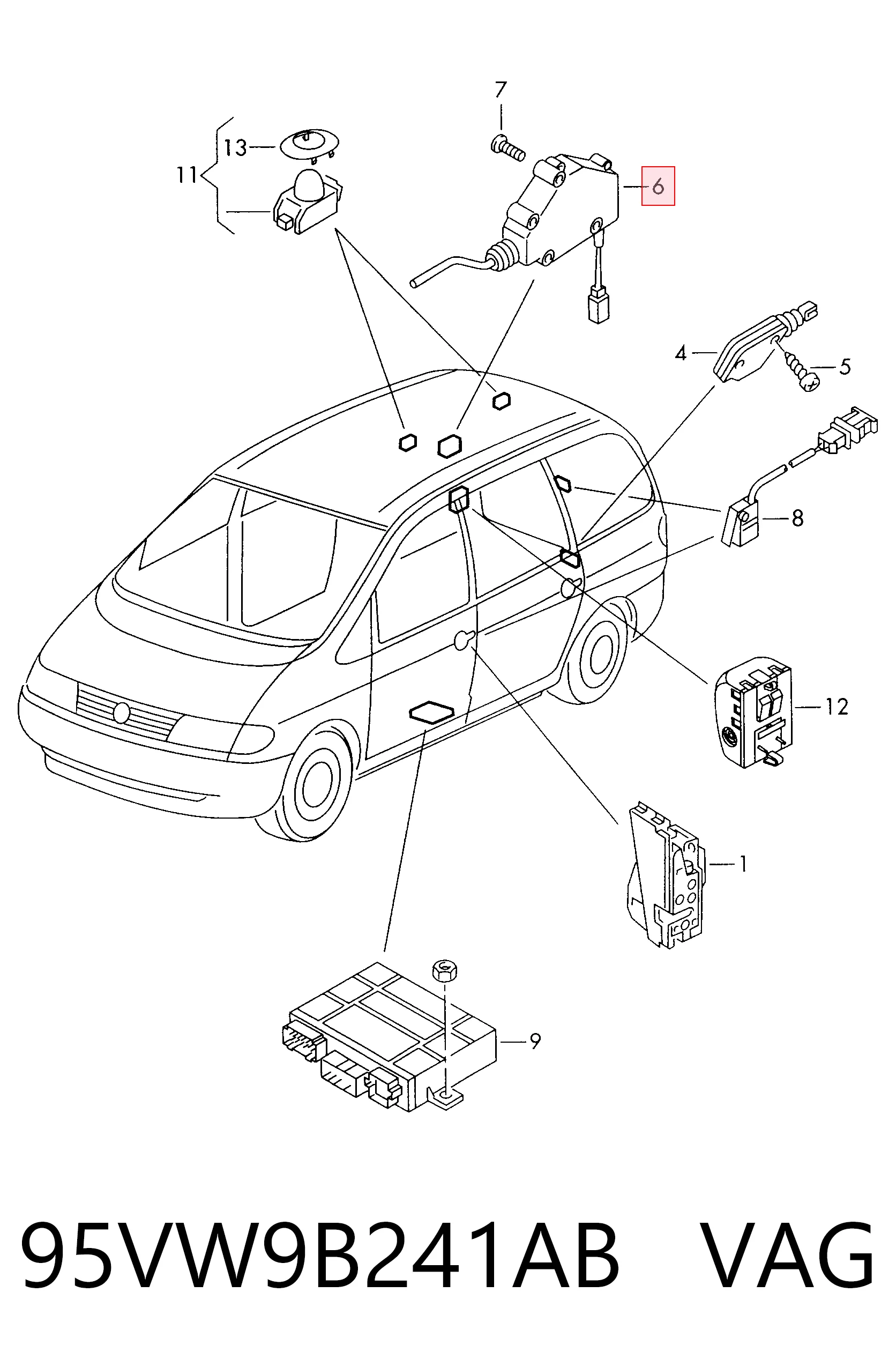Motor apertura de tapa combustible para Volkswagen Sharan I 7M8, 7M9, 7M6