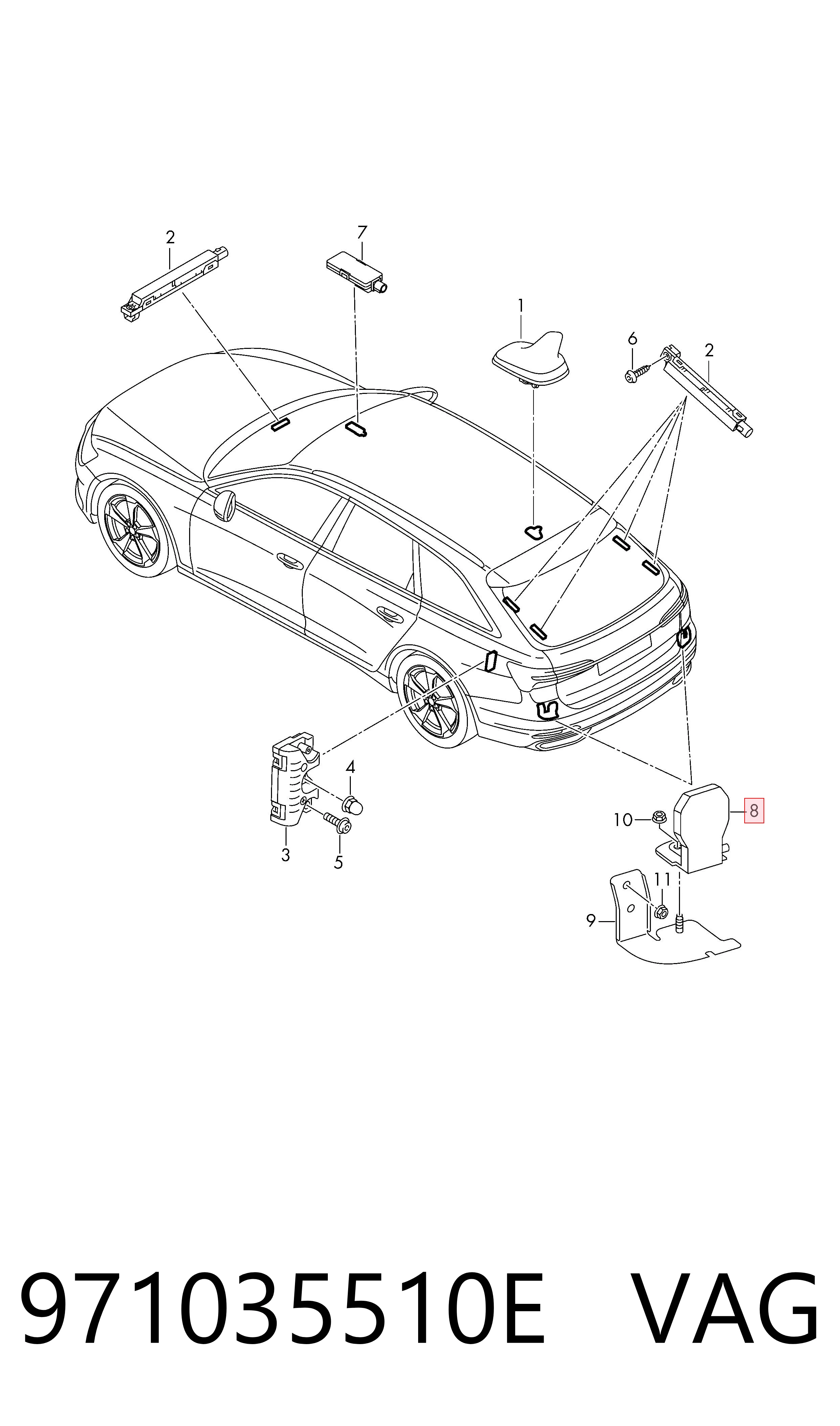 971035510E VAG Antena de tiburón