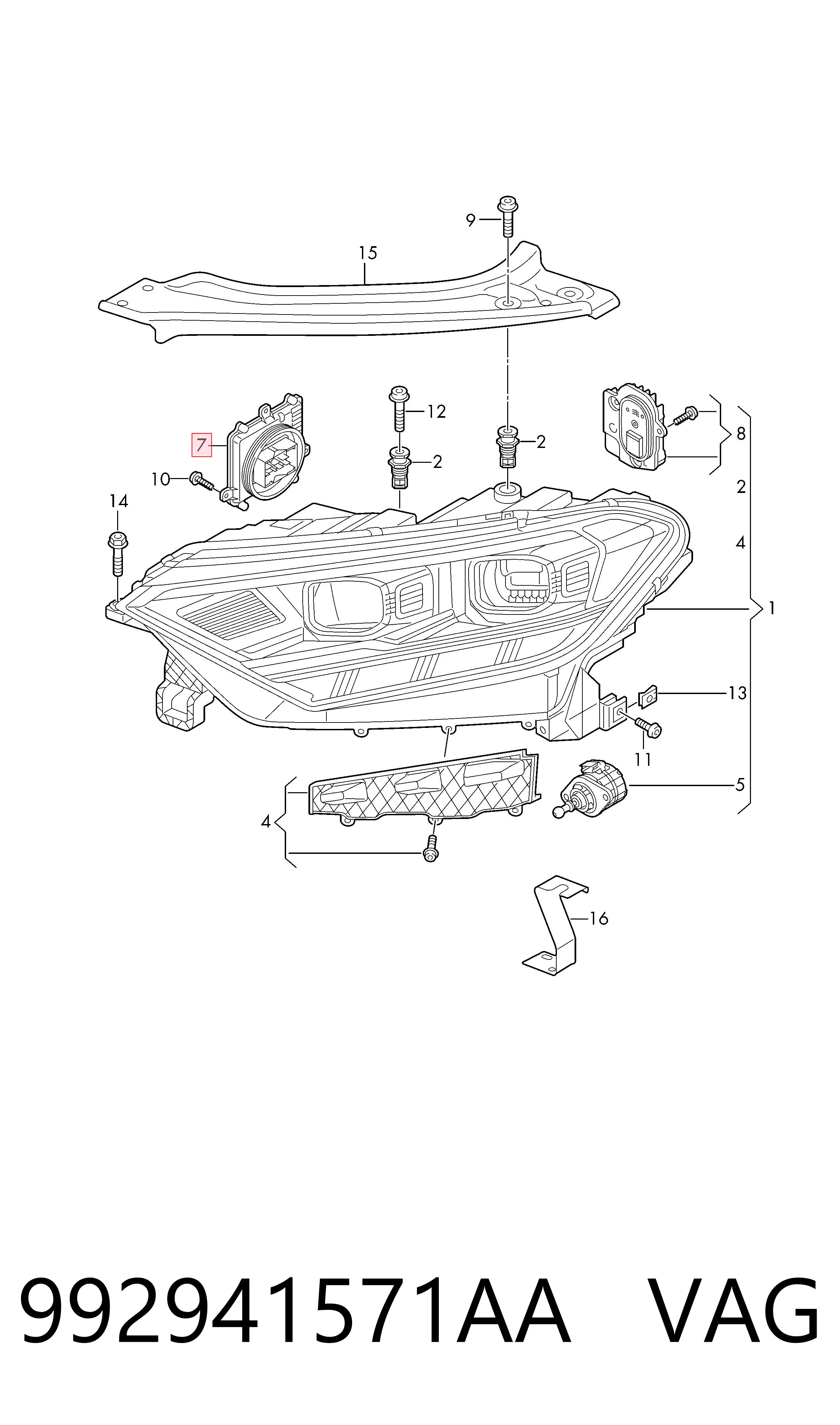 992941571AA VAG Centralita, faros xenon