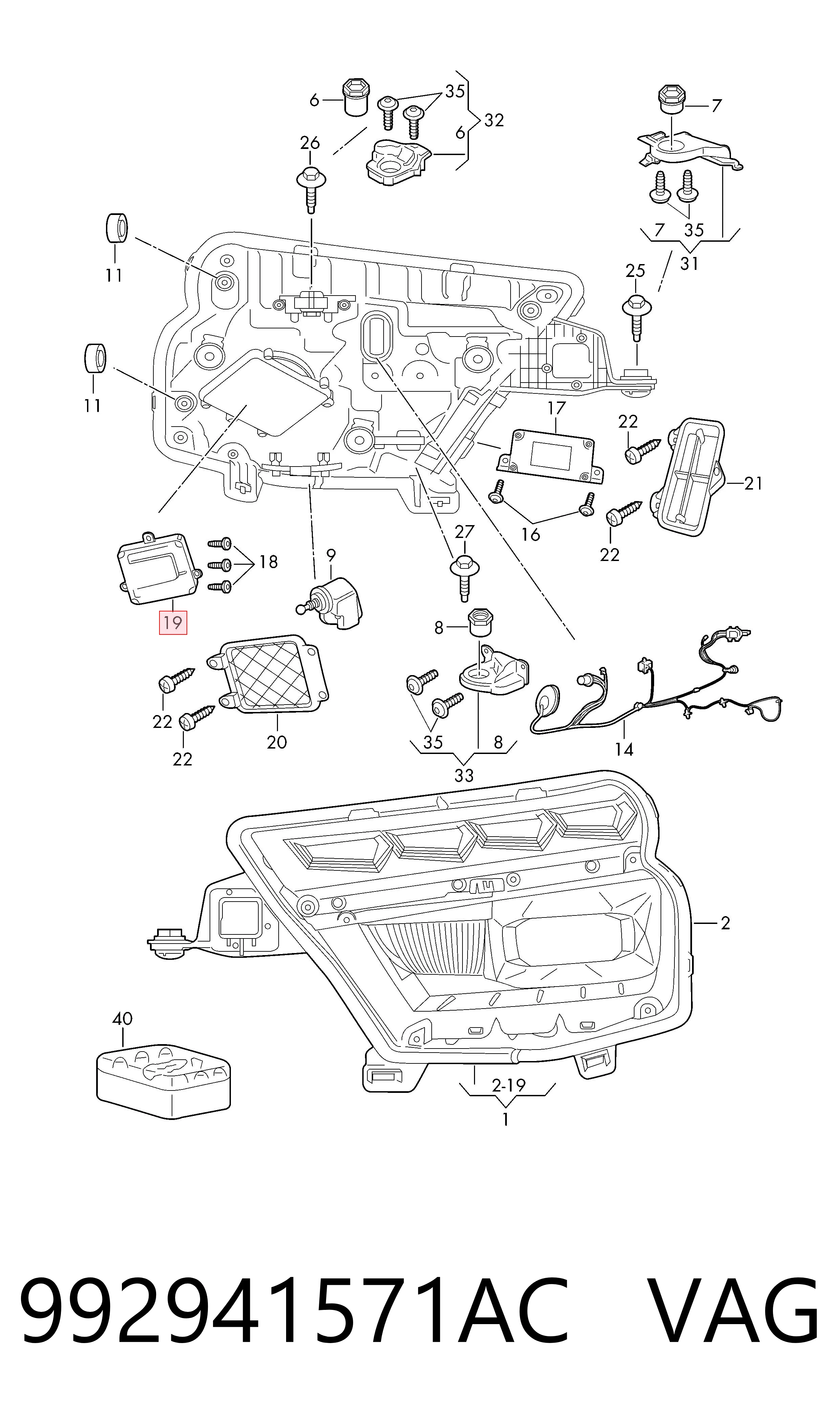 992941571AC VAG Centralita, faros xenon