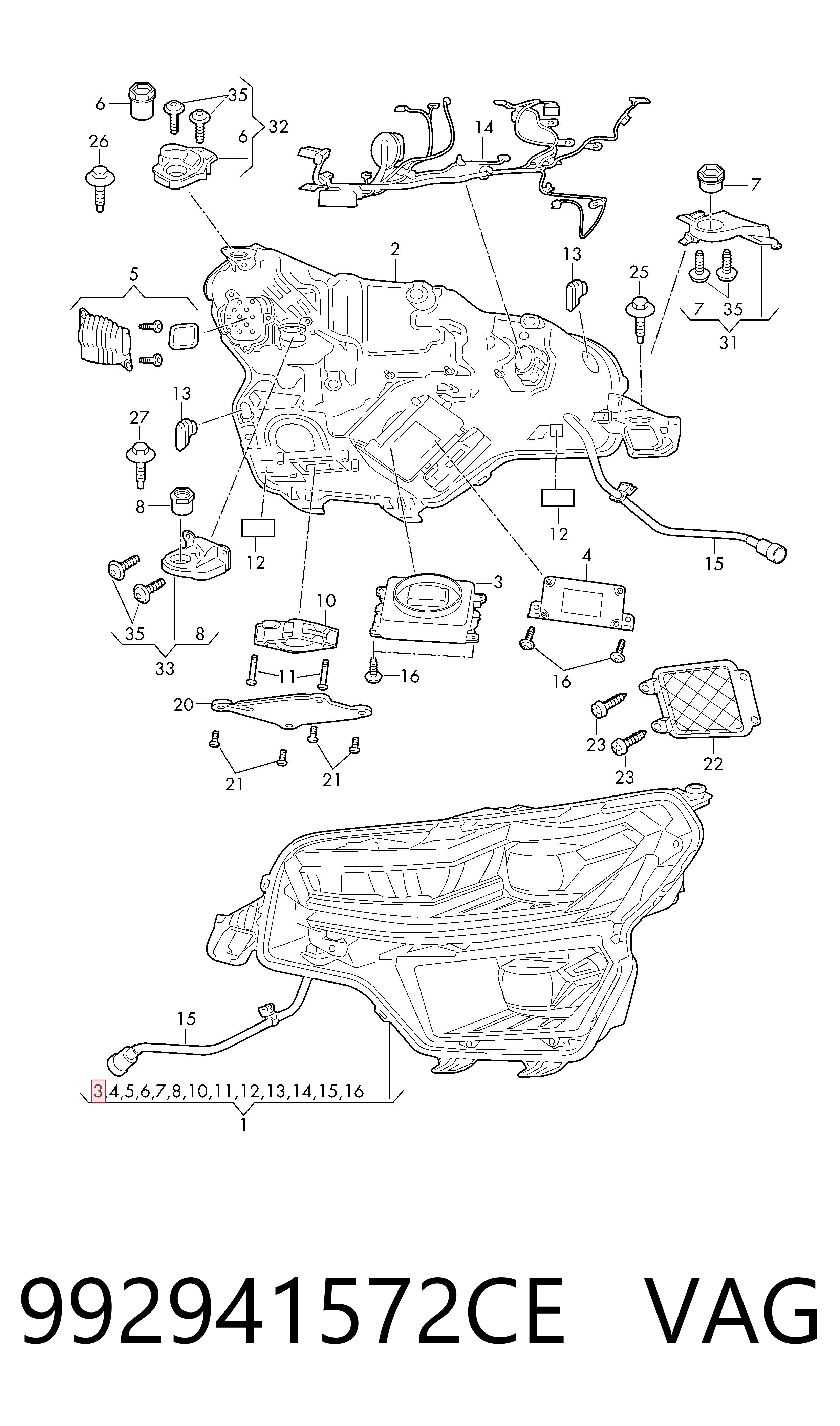 992941572CE VAG Centralita, faros xenon