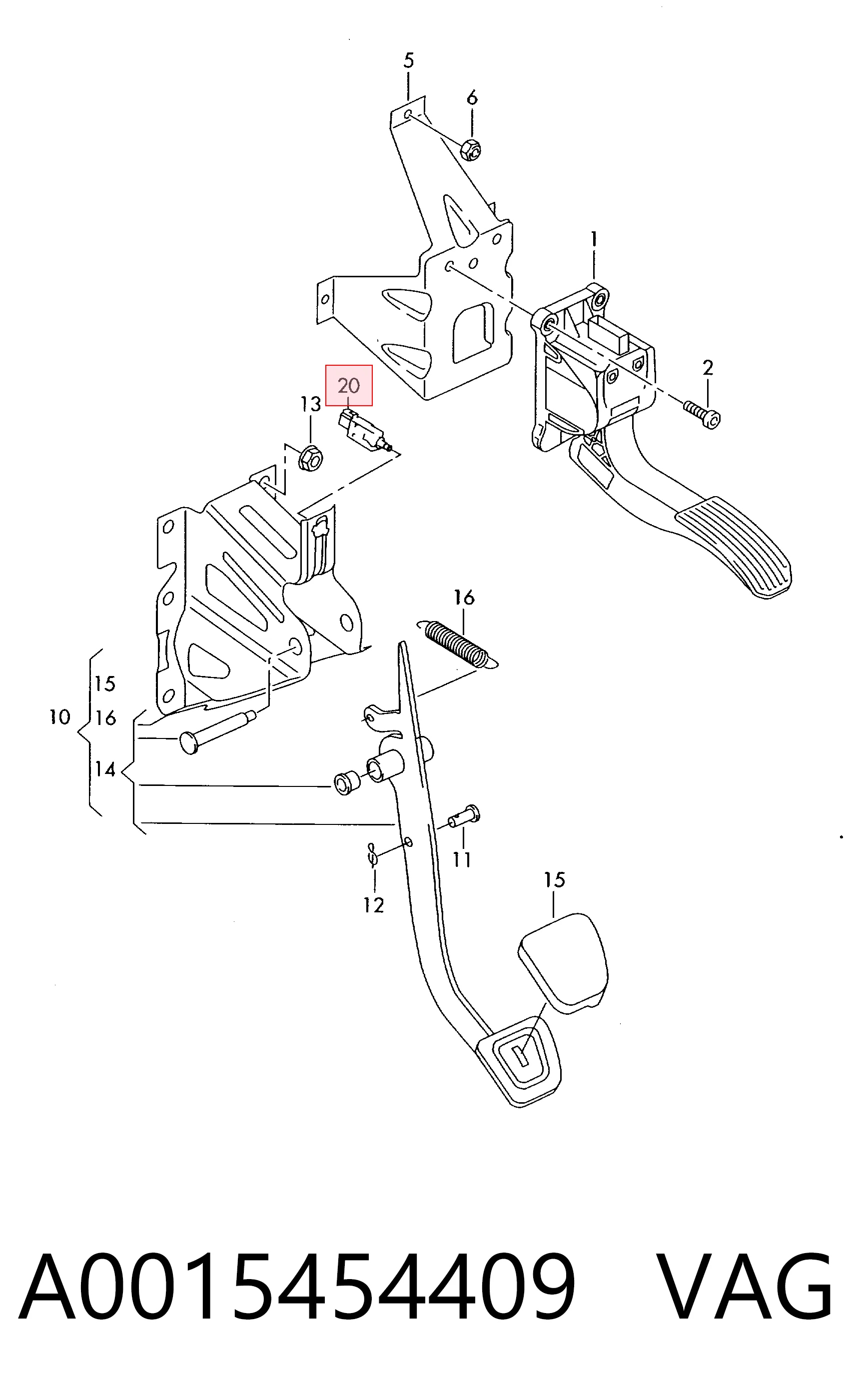 Interruptor de luz de freno A0015454409 VAG