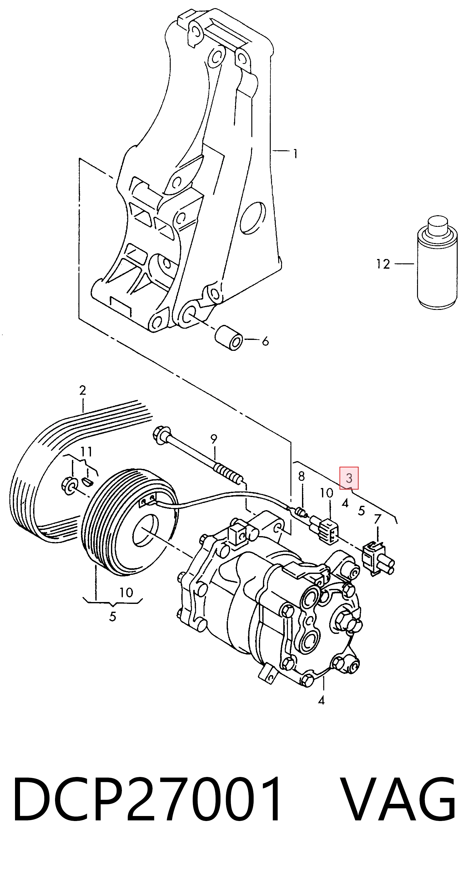 Compresor de aire acondicionado DCP27001 VAG