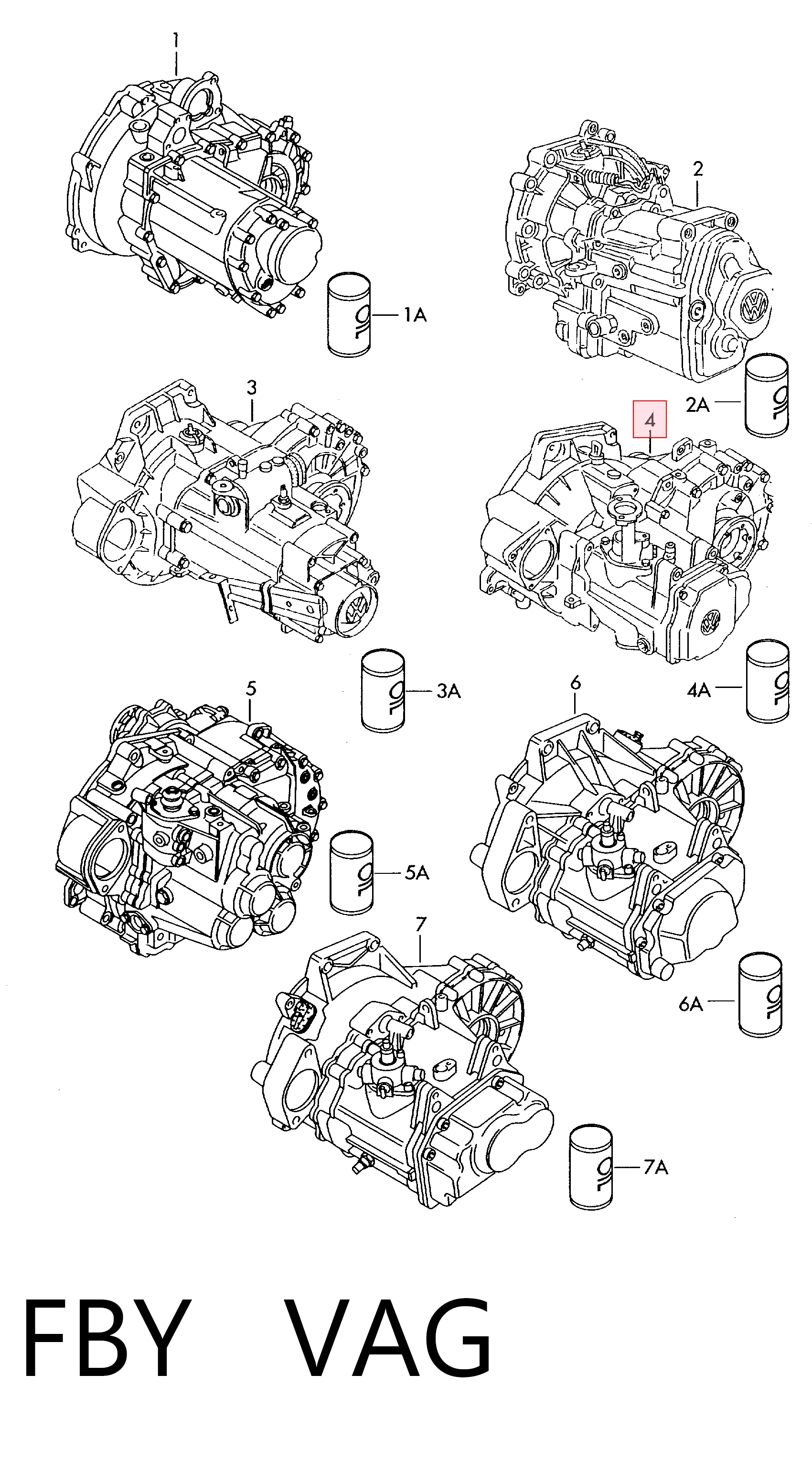 Caja de cambios manual completa FBY VAG
