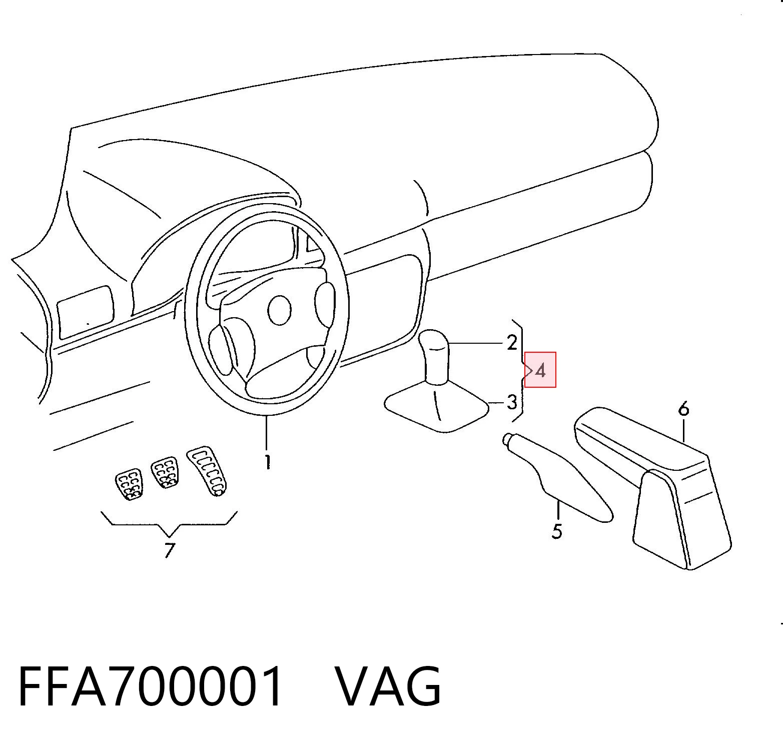 FFA700001 VAG Pomo de palanca de marchas