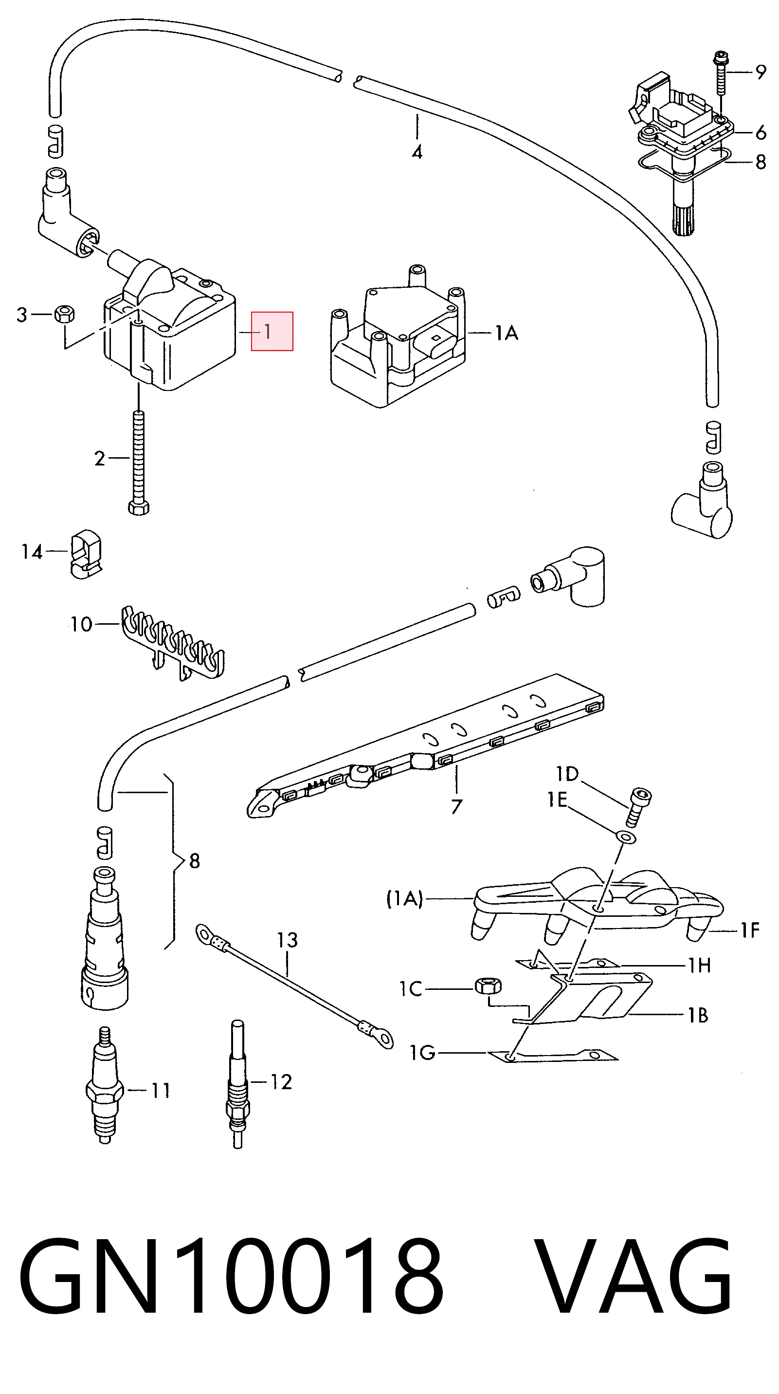 Bobina de encendido GN10018 VAG