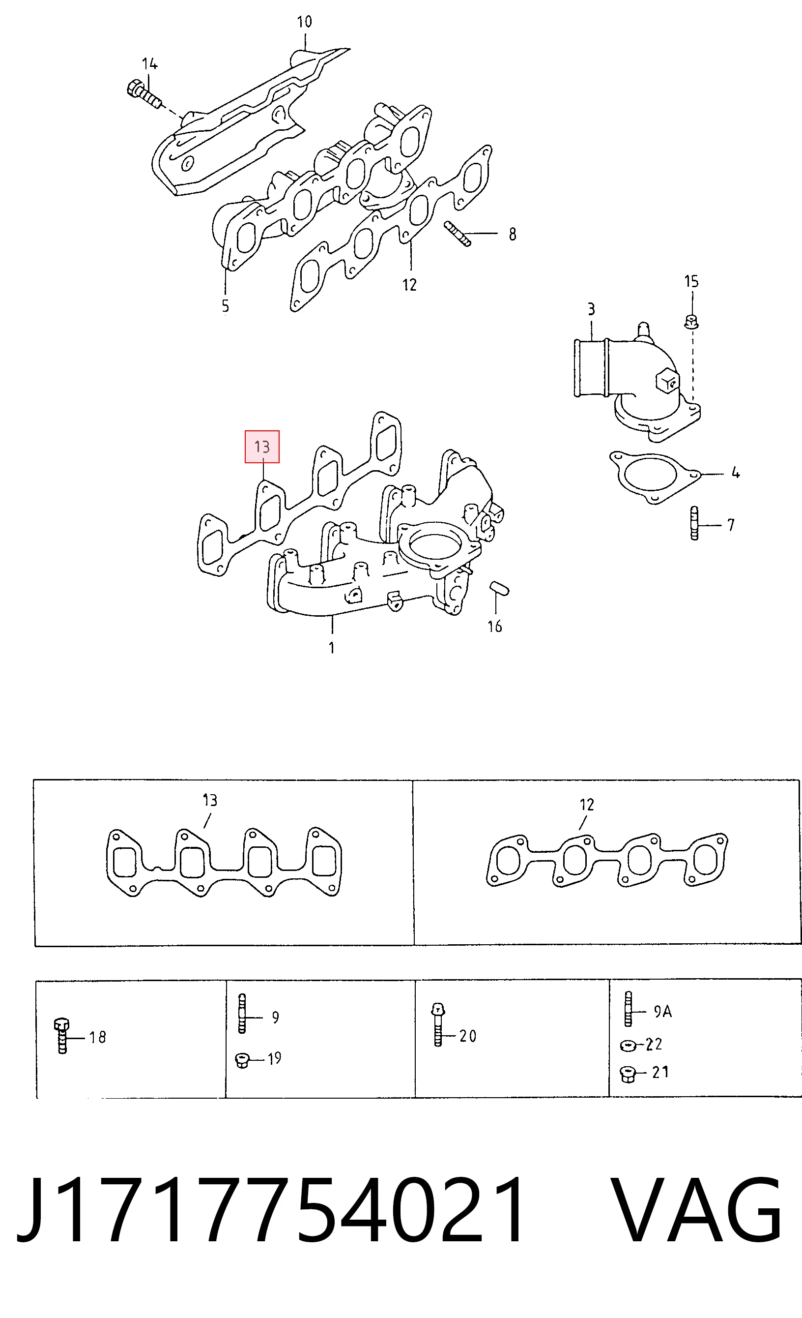 Junta de colector de escape para Toyota Hiace III (H10)