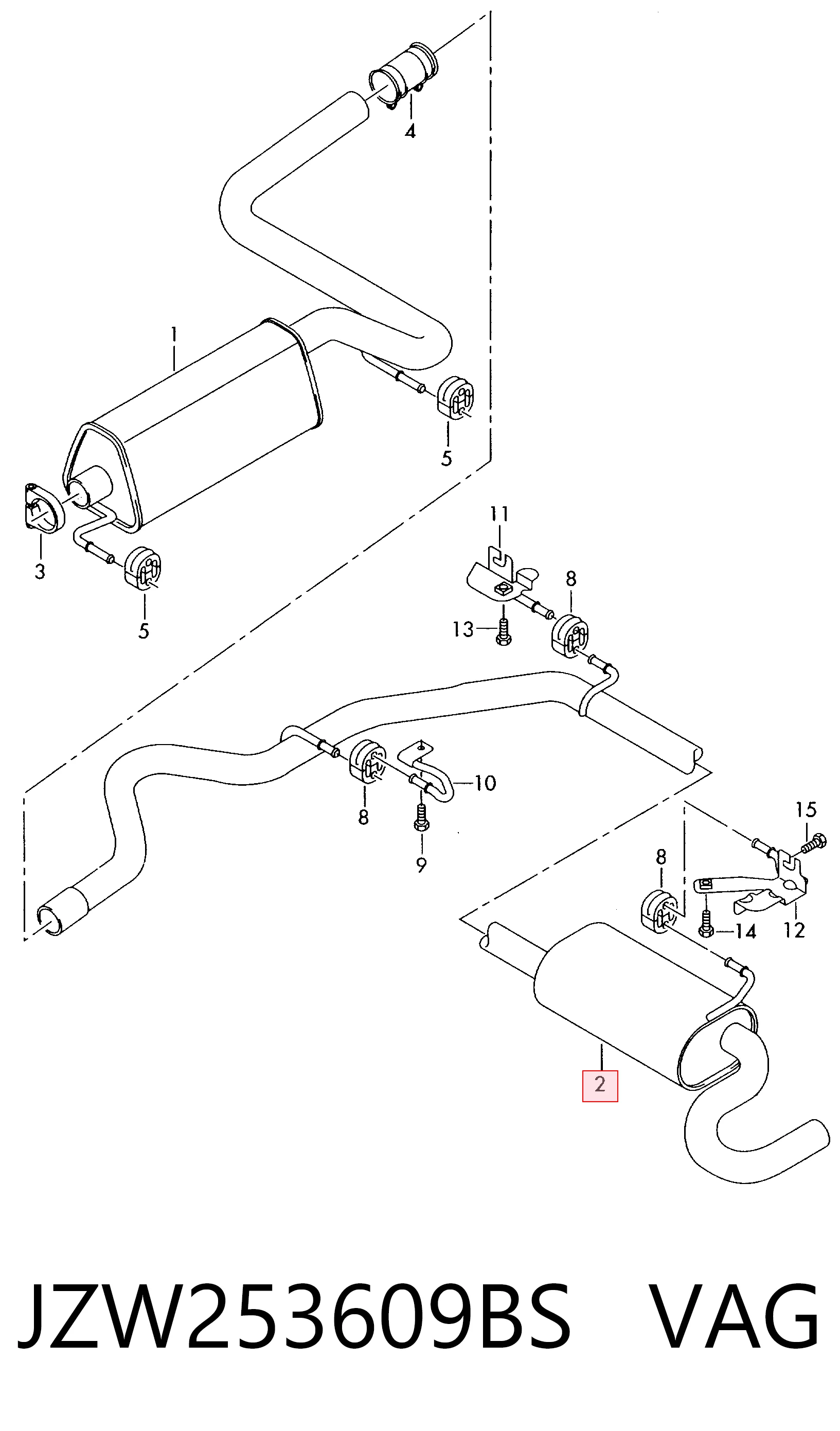 JZW253609BS VAG Silenciador trasero