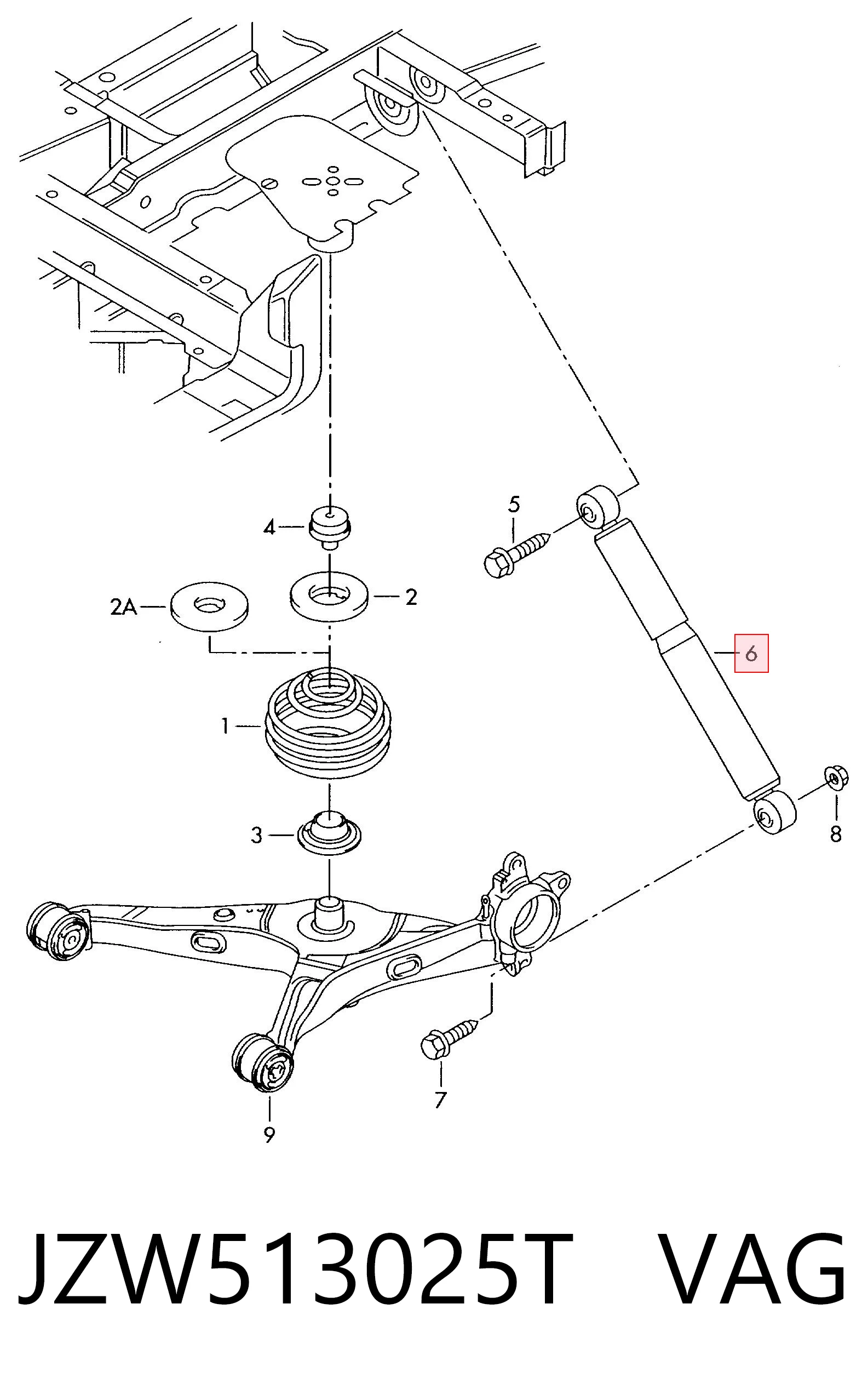 Amortiguador trasero VAG JZW513025T precio, desde 40,64 EUR