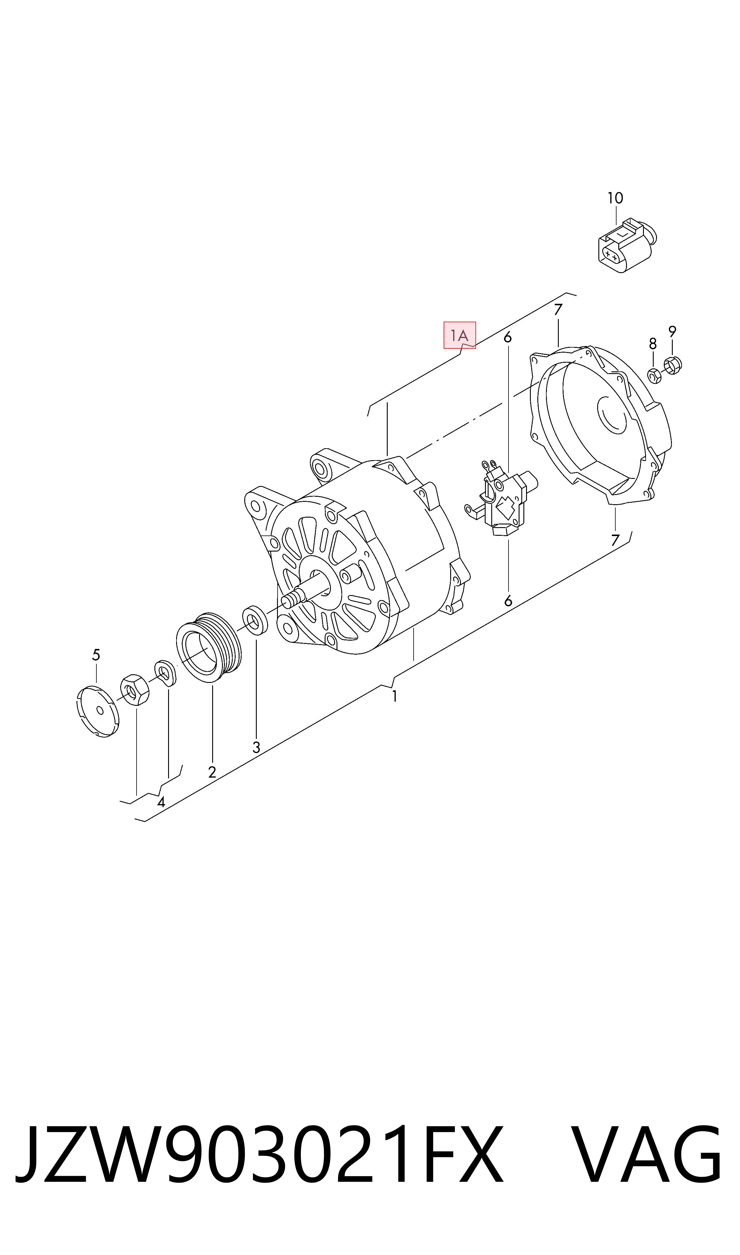 JZW903021FX VAG Alternador de coche