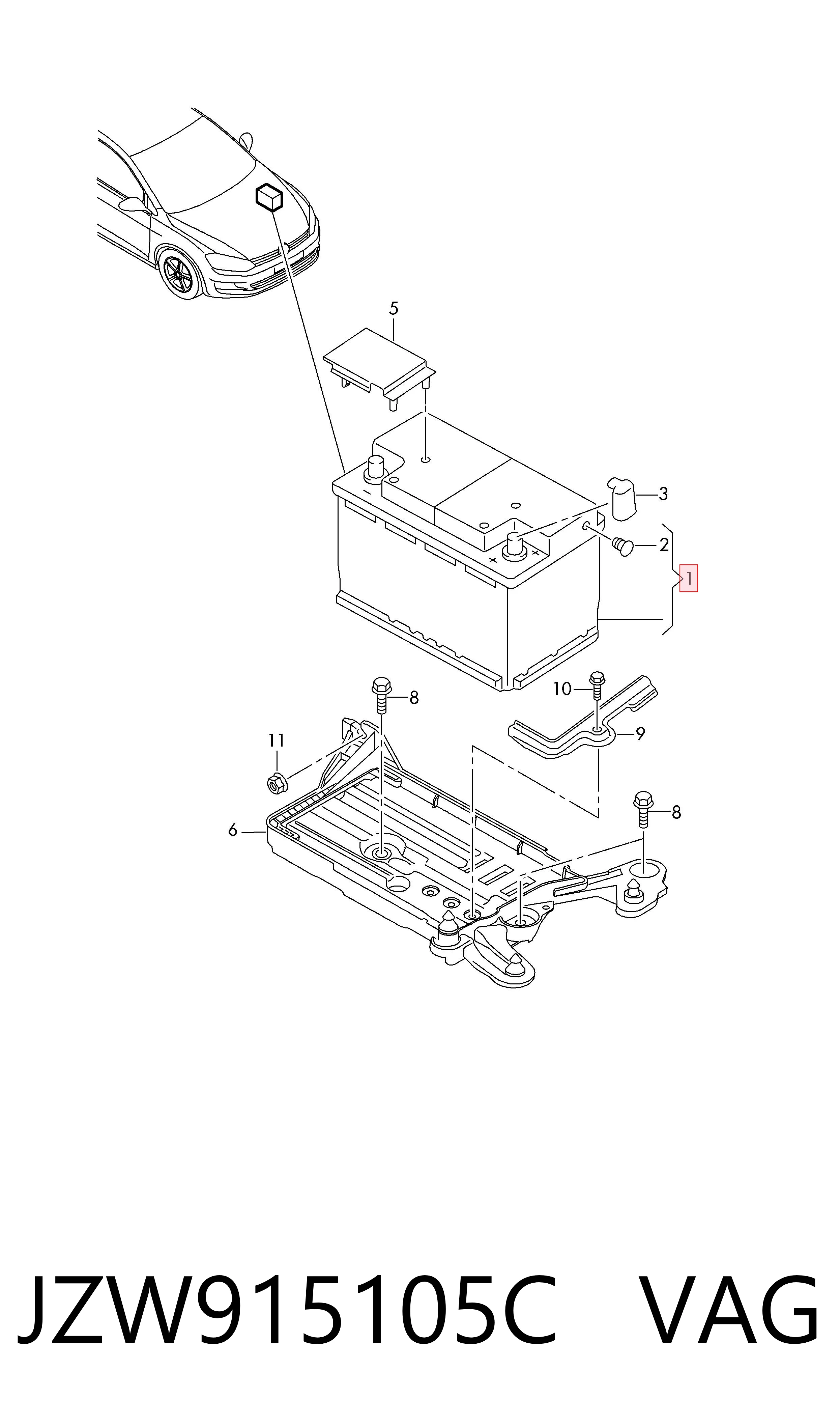 JZW915105C VAG Batería Start-Stop