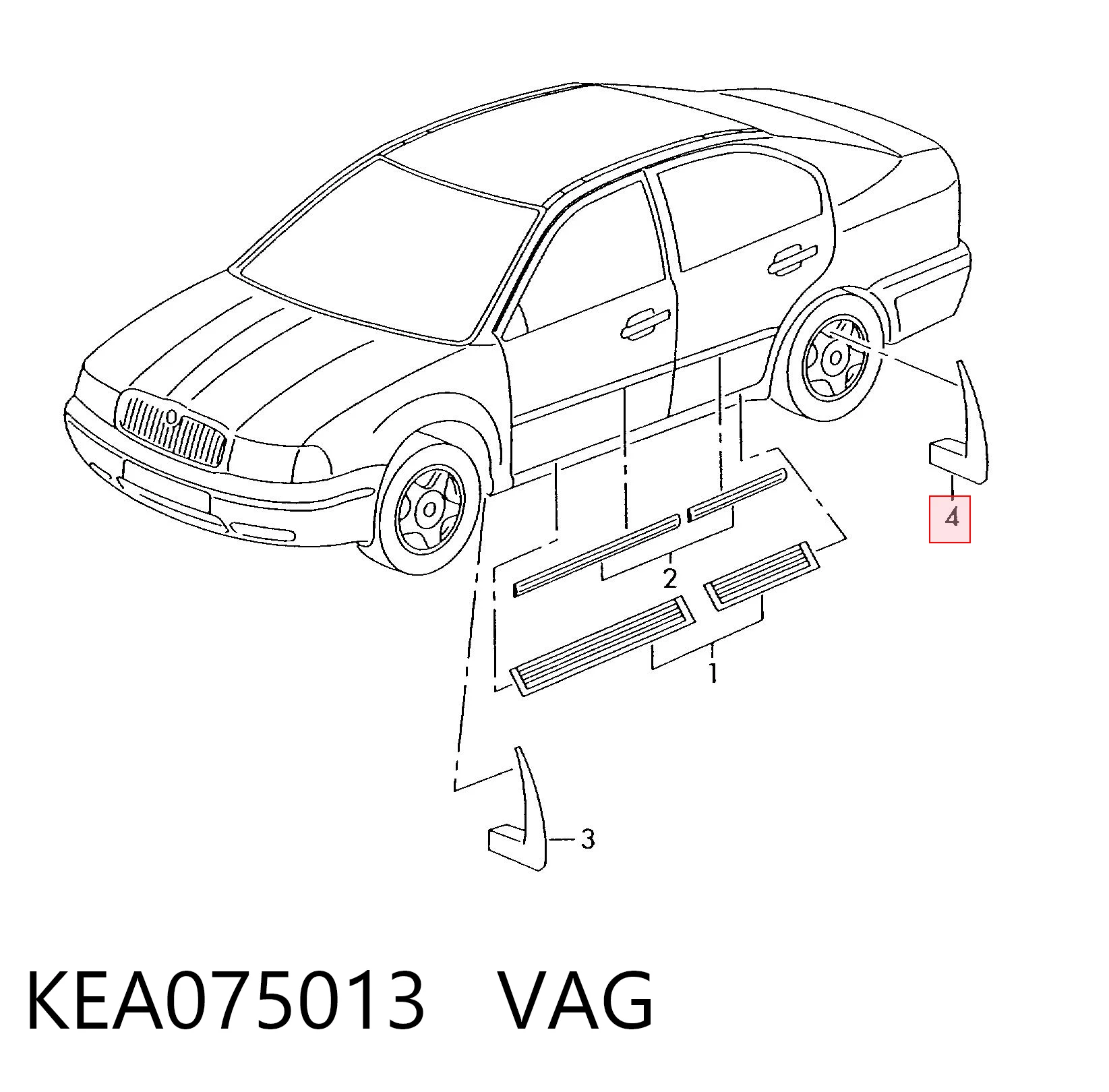 KEA075013 VAG Juego de faldillas guardabarro traseros