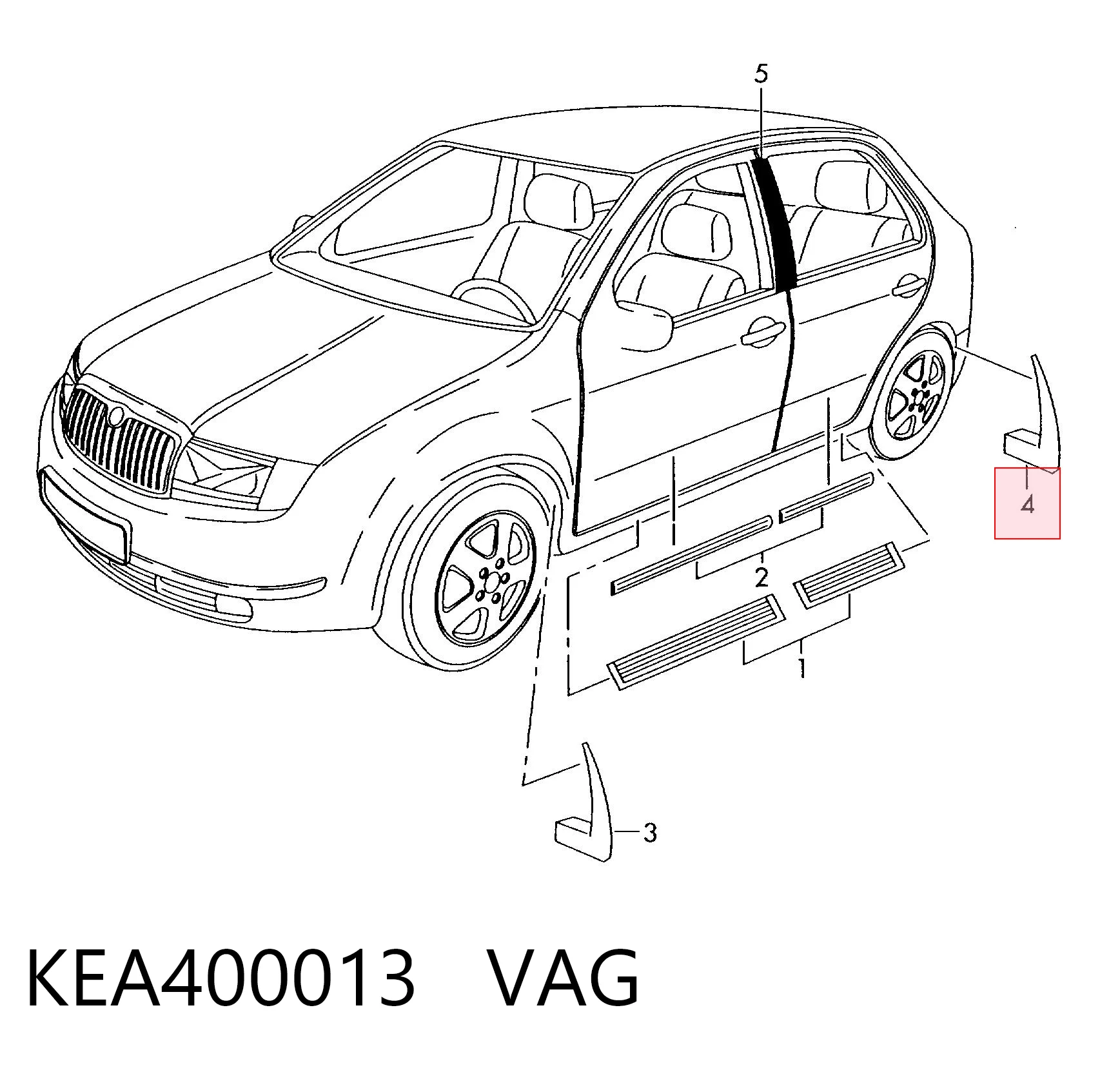 KEA400013 VAG Juego de faldillas guardabarro traseros