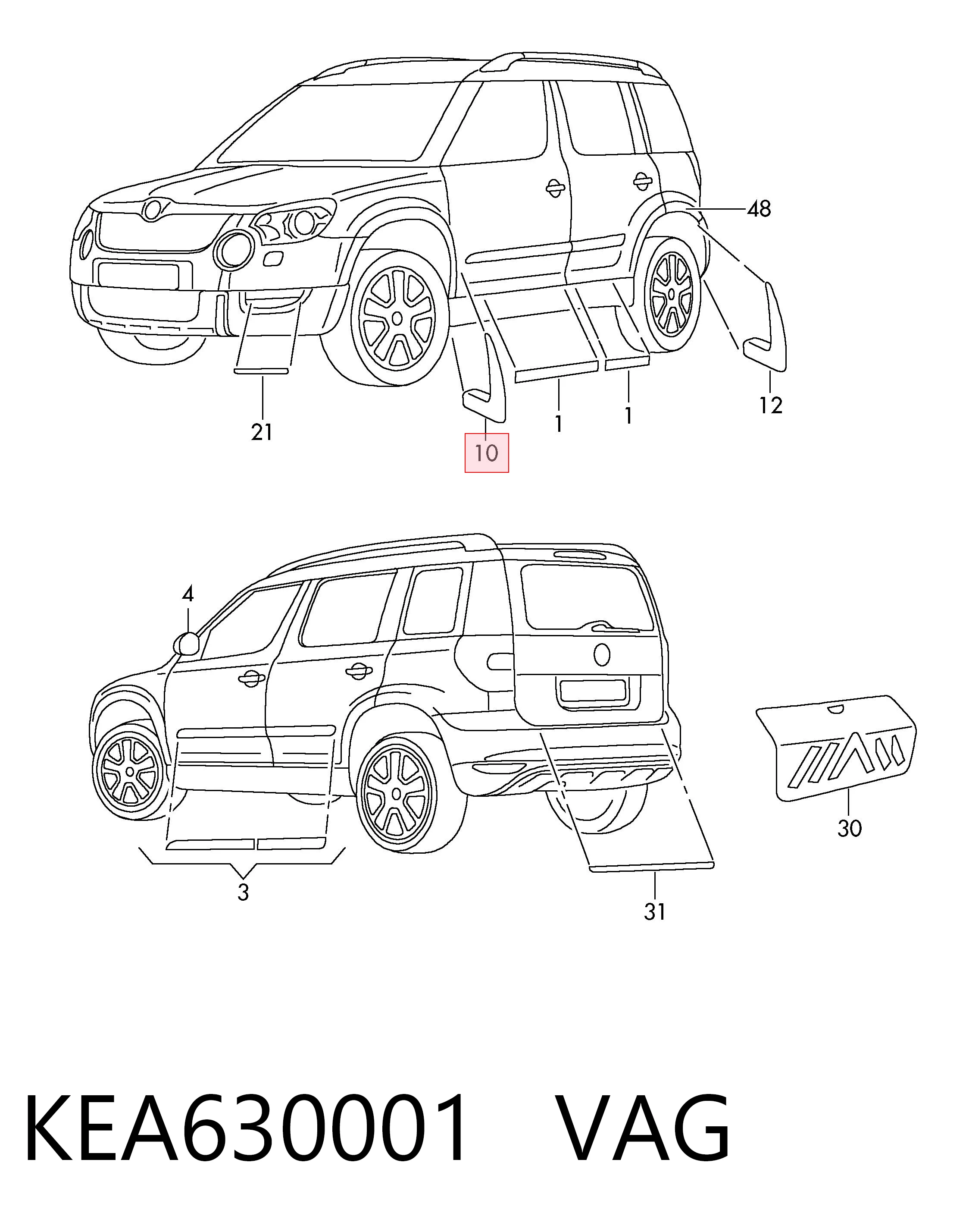 Guardabarros delanteros para Skoda Yeti  5L