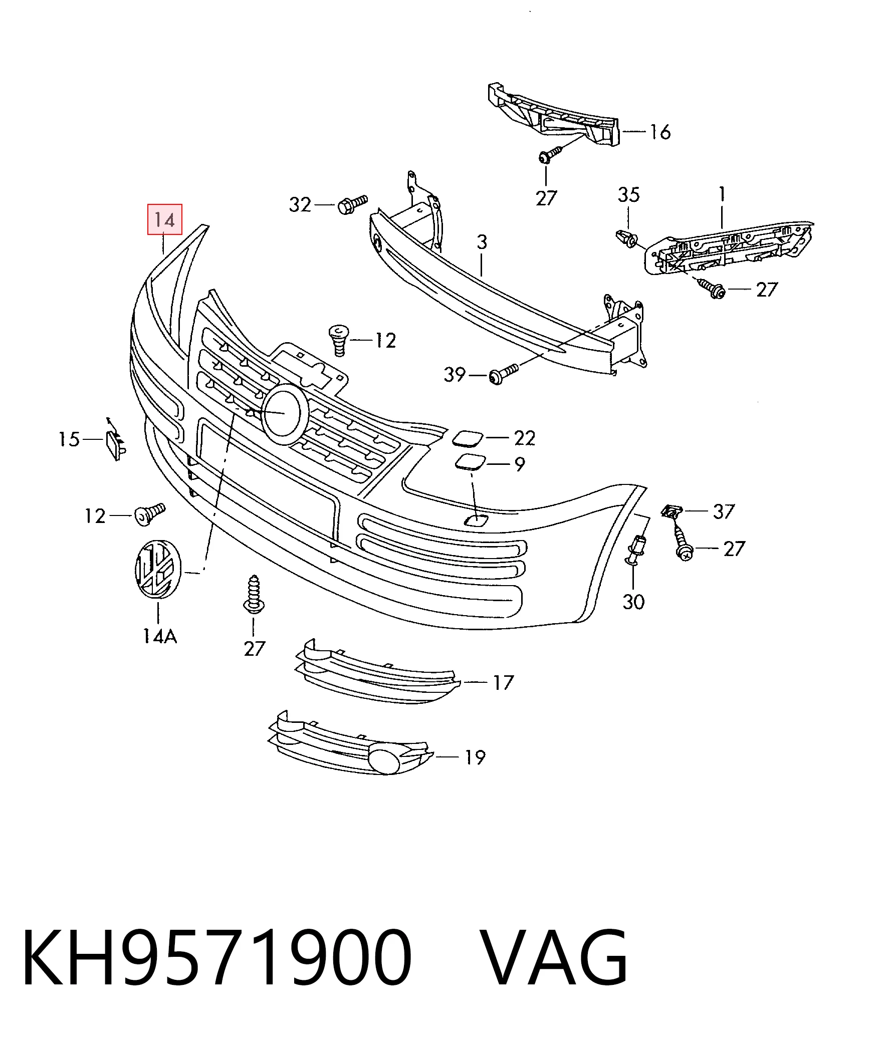 Parachoques delantero KH9571900 VAG