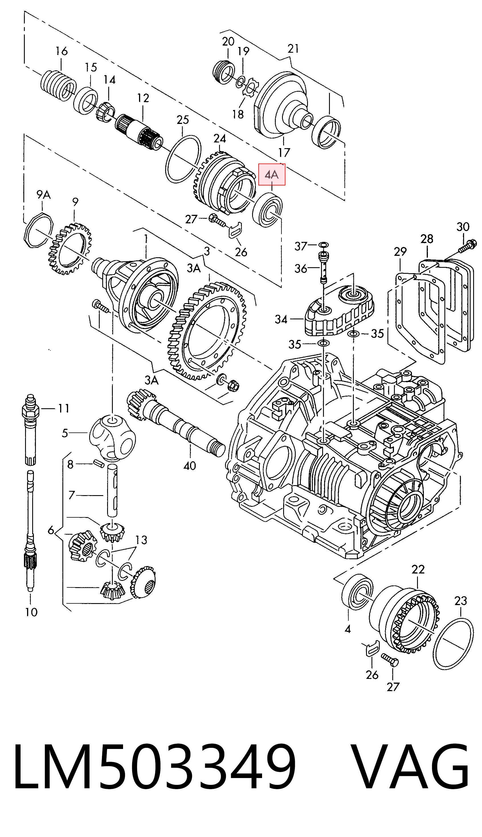 Rodamiento de la caja de cambios LM503349 VAG