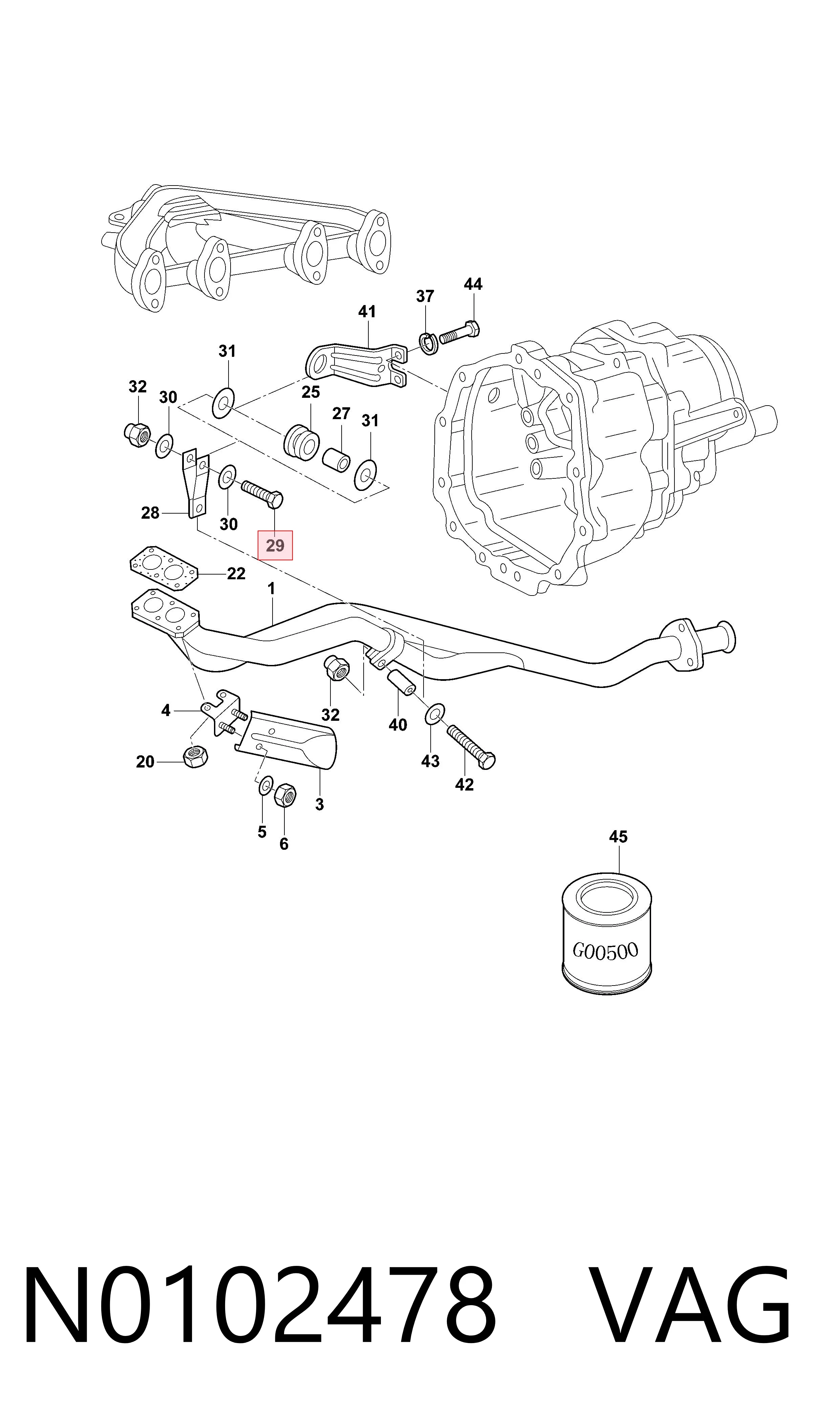 Perno del sistema de escape (silenciador) VAG N0102478 precio, desde 2,22 EUR