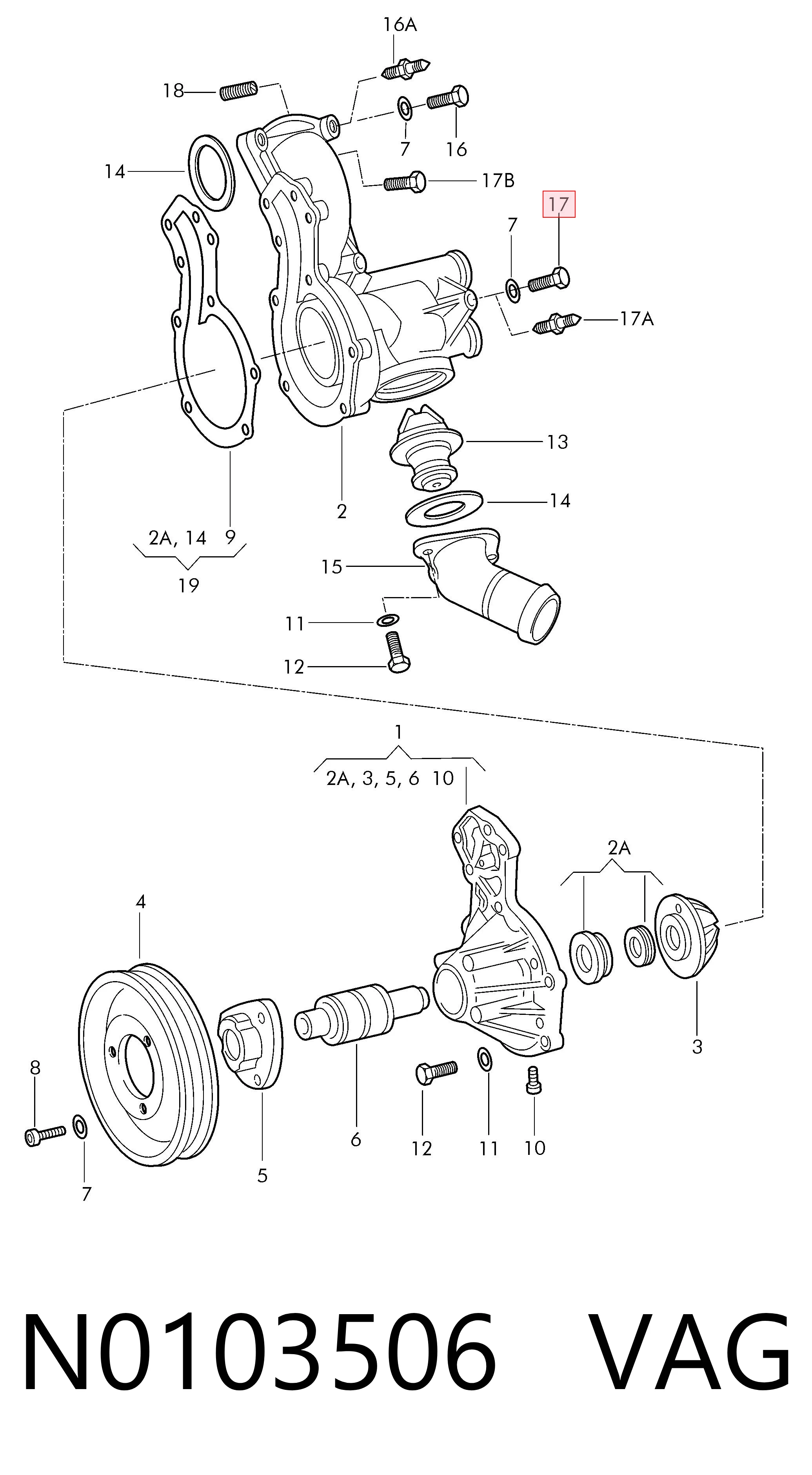 N0103506 VAG Kit de reparación del inyector
