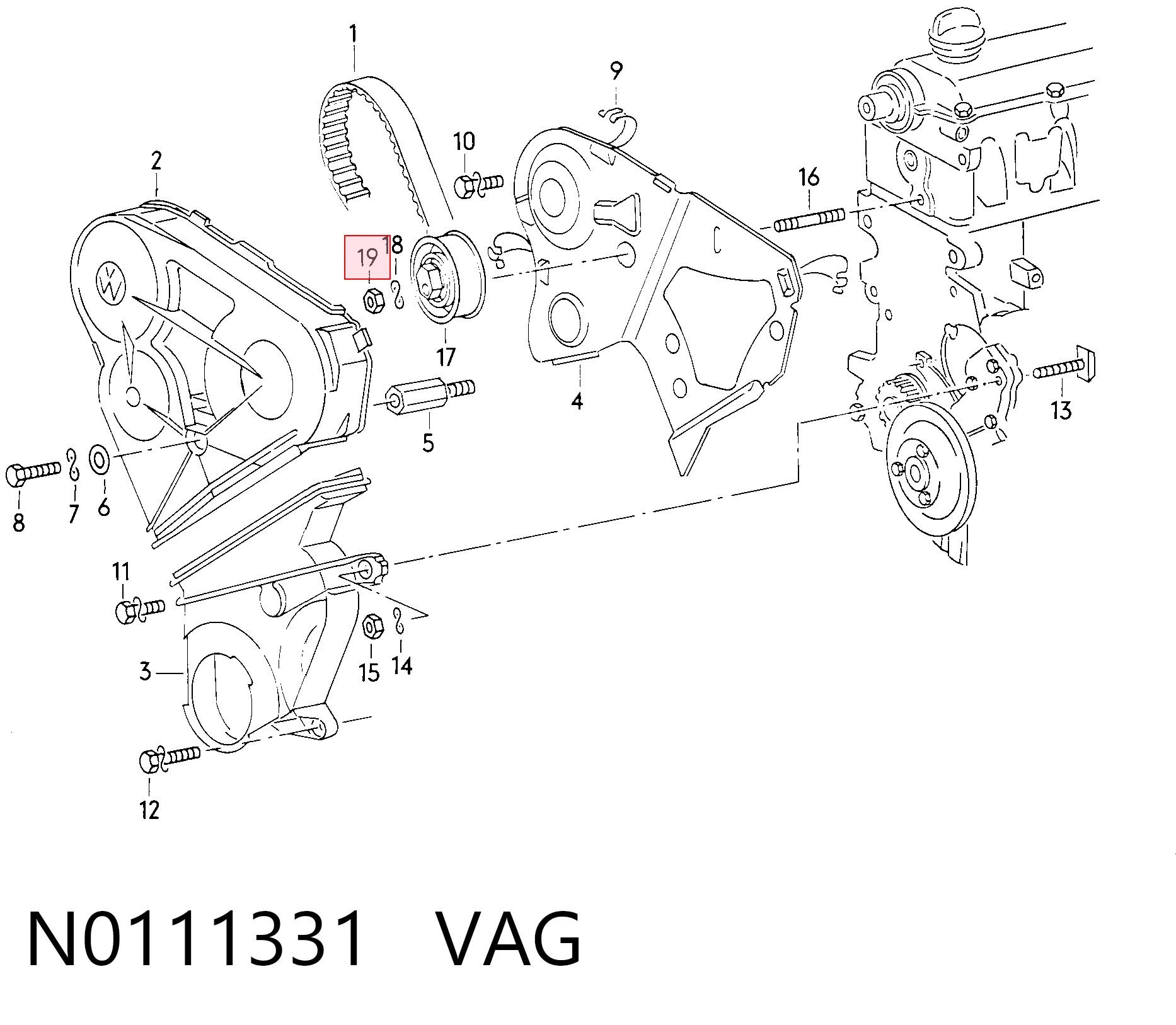 N0111331 VAG Tuerca de fijación del tubo de escape