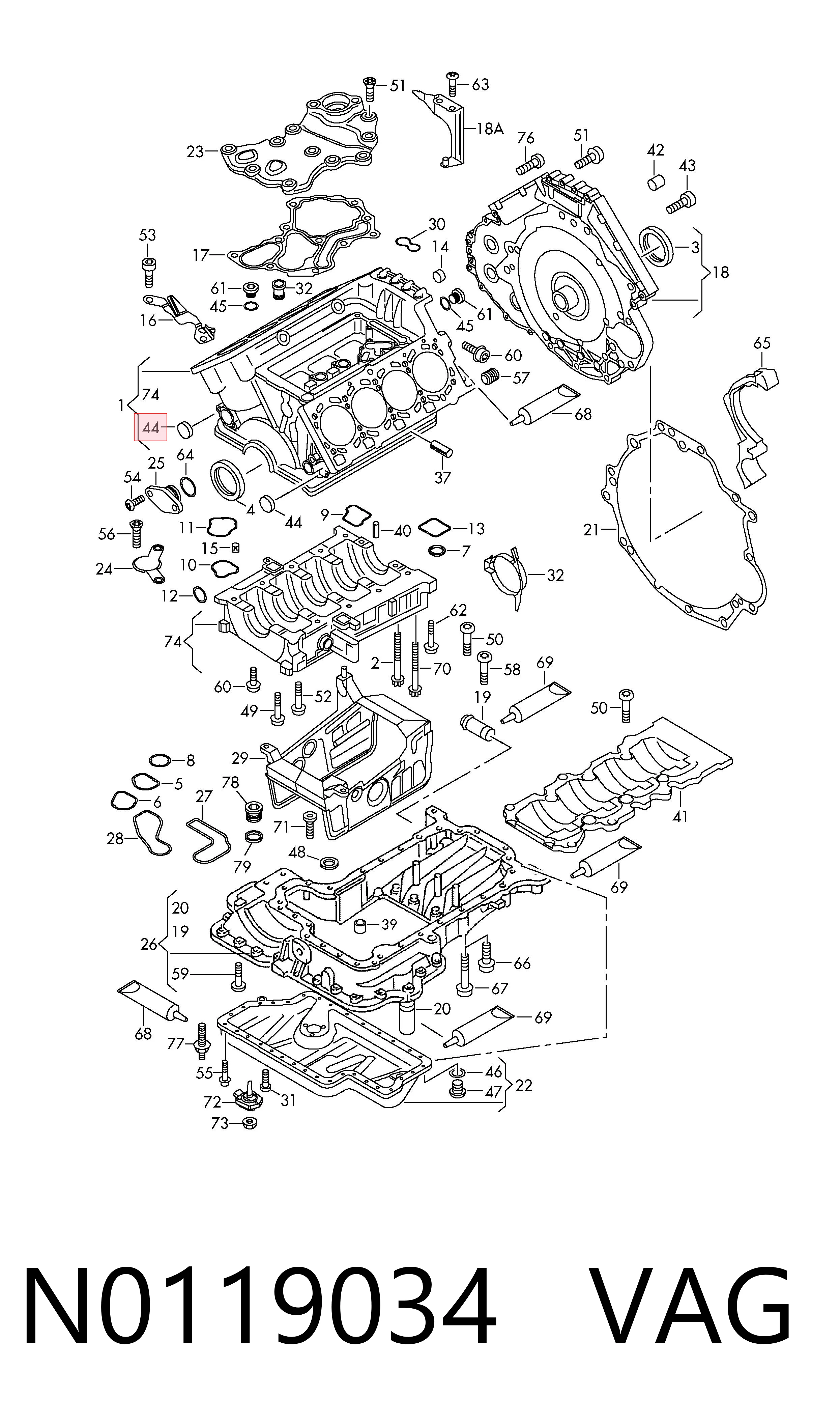 Tapa de cilindro VAG N0119034 precio, desde 0,78 EUR