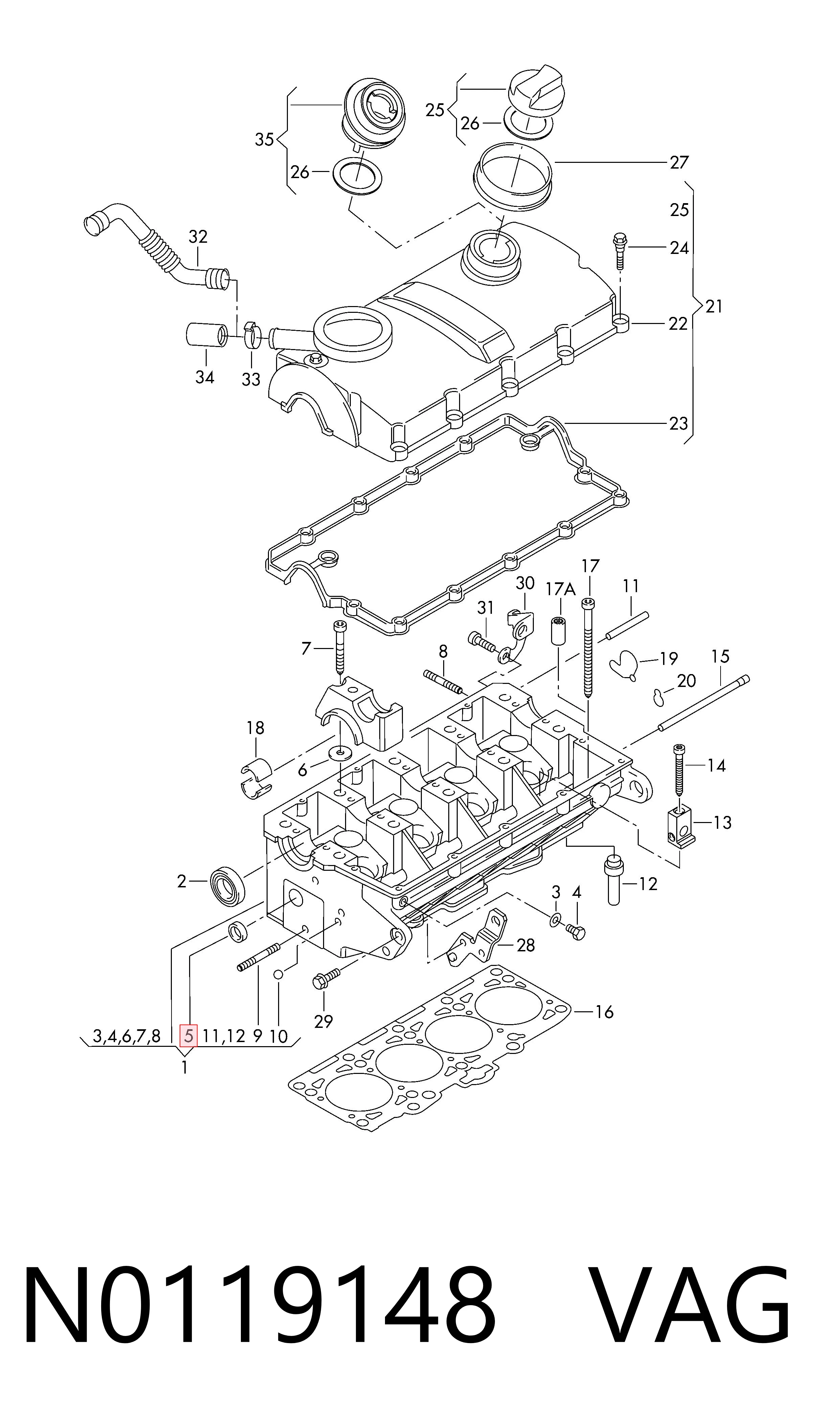 Tapón de bloque de cilindros N0119148 VAG