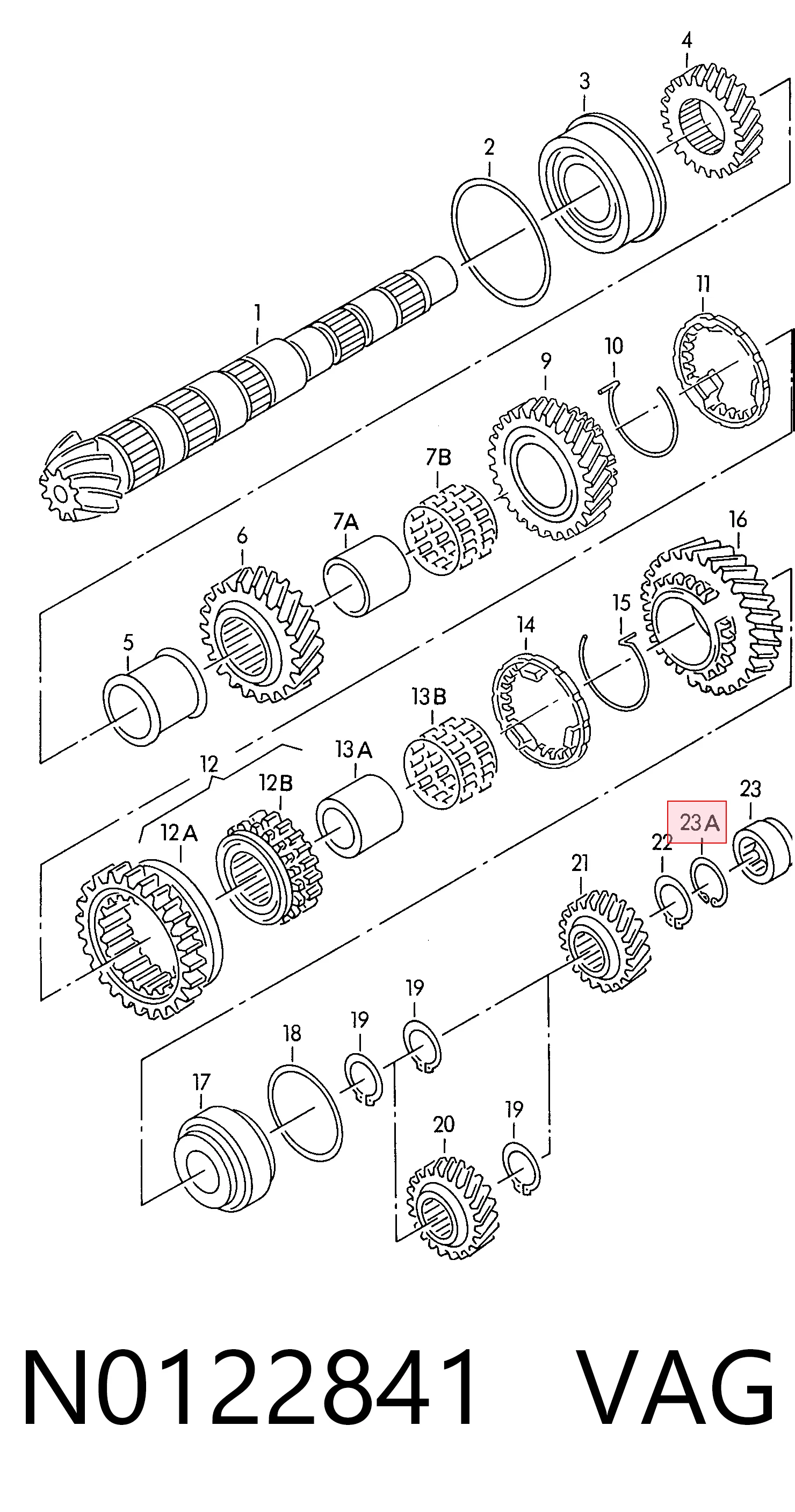 N0122841 VAG Anillo de retención del cojinete de la rueda delantera