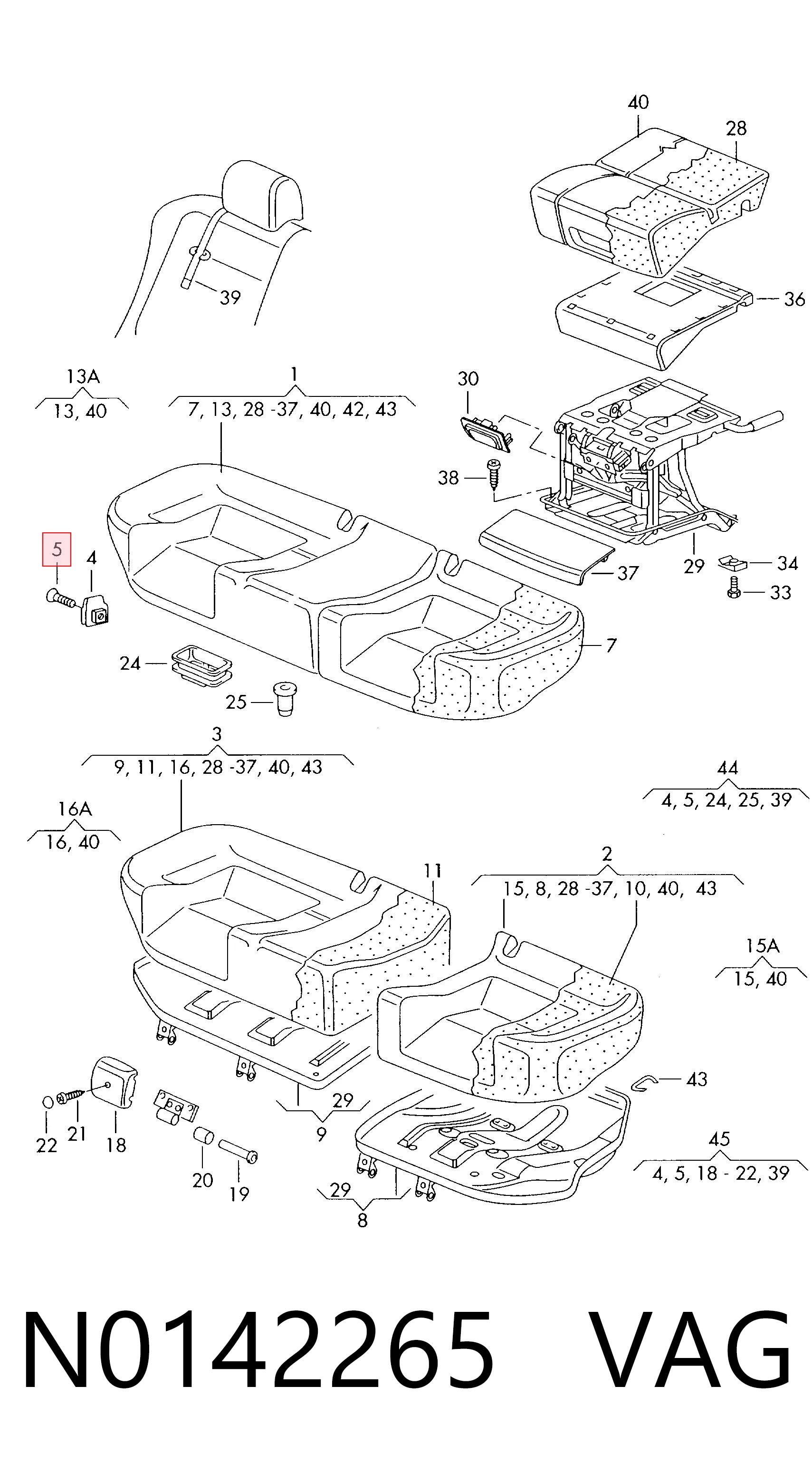 N0142265 VAG Tornillo (tuerca) de sujeción
