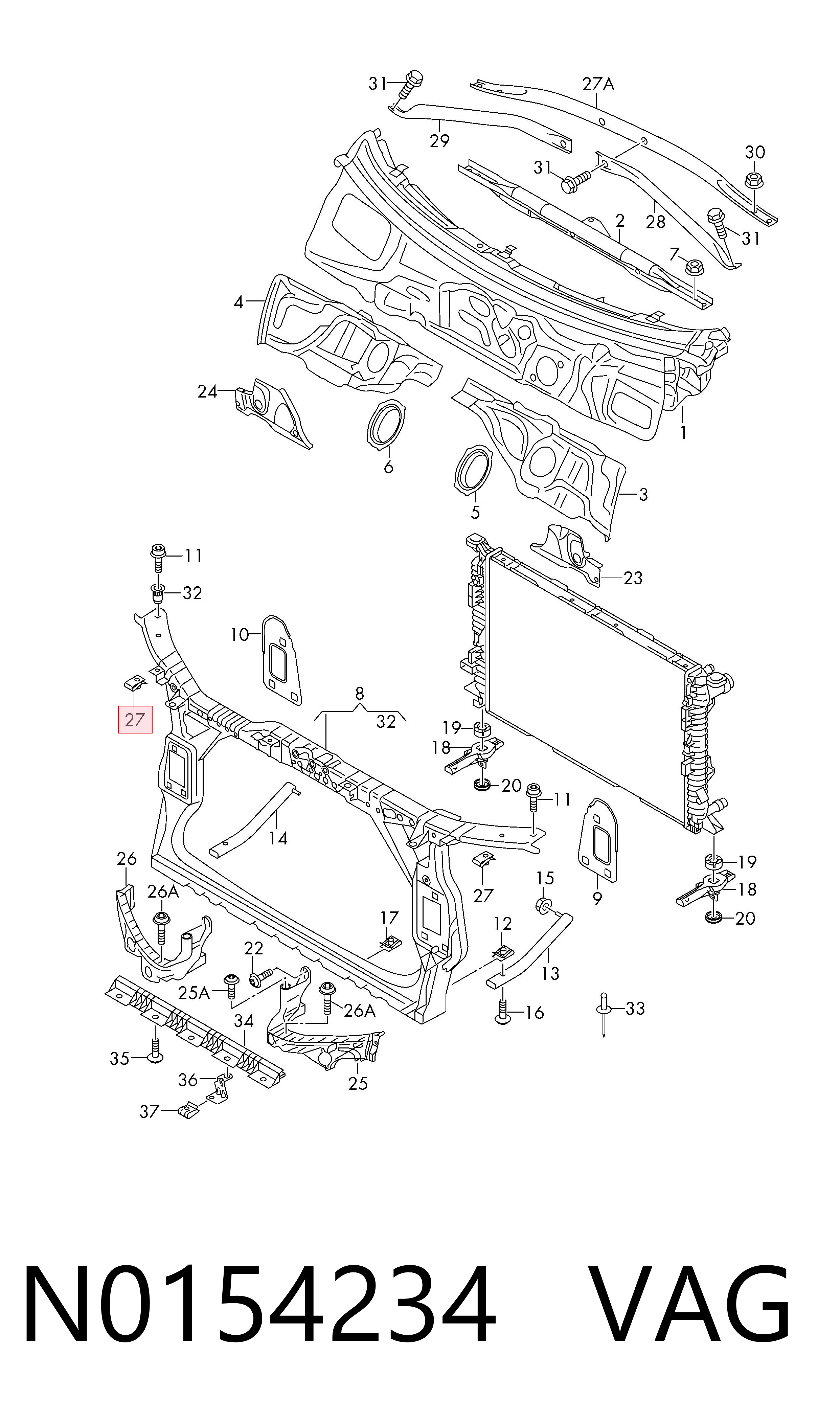 N0154234 VAG Clip de fijación del guardabarros delantero