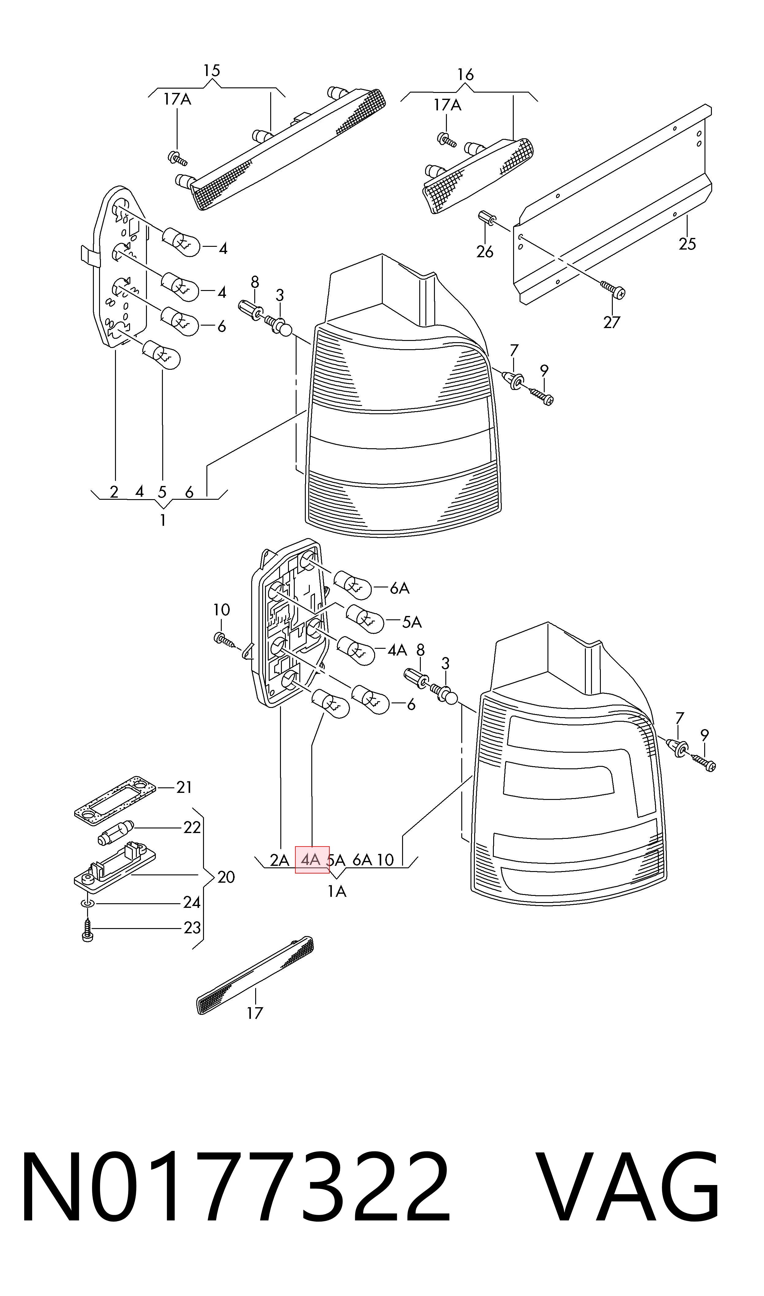 Bombilla de faro VAG N0177322 precio, desde 1,33 EUR
