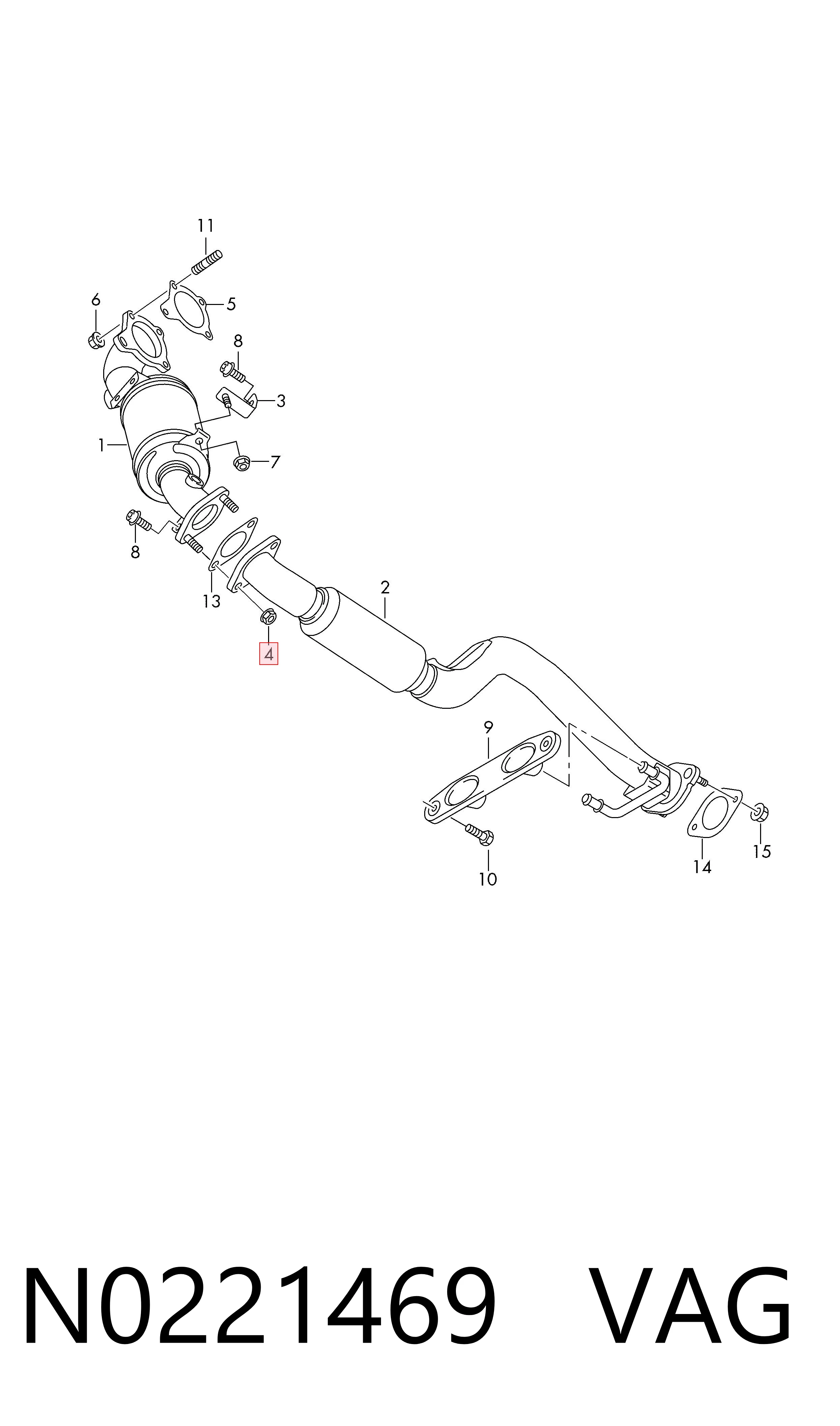 N0221469 VAG Tuerca de fijación del tubo de escape