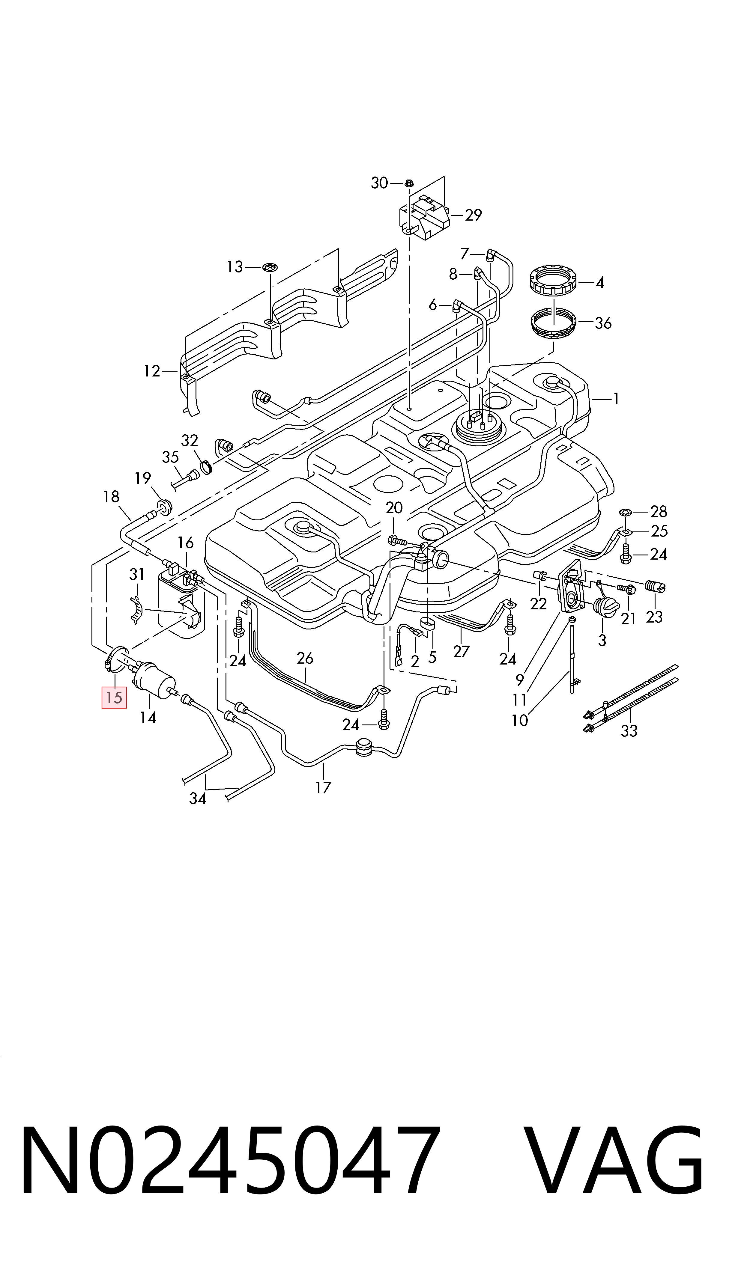 N0245047 VAG Soporte del tanque de combustible