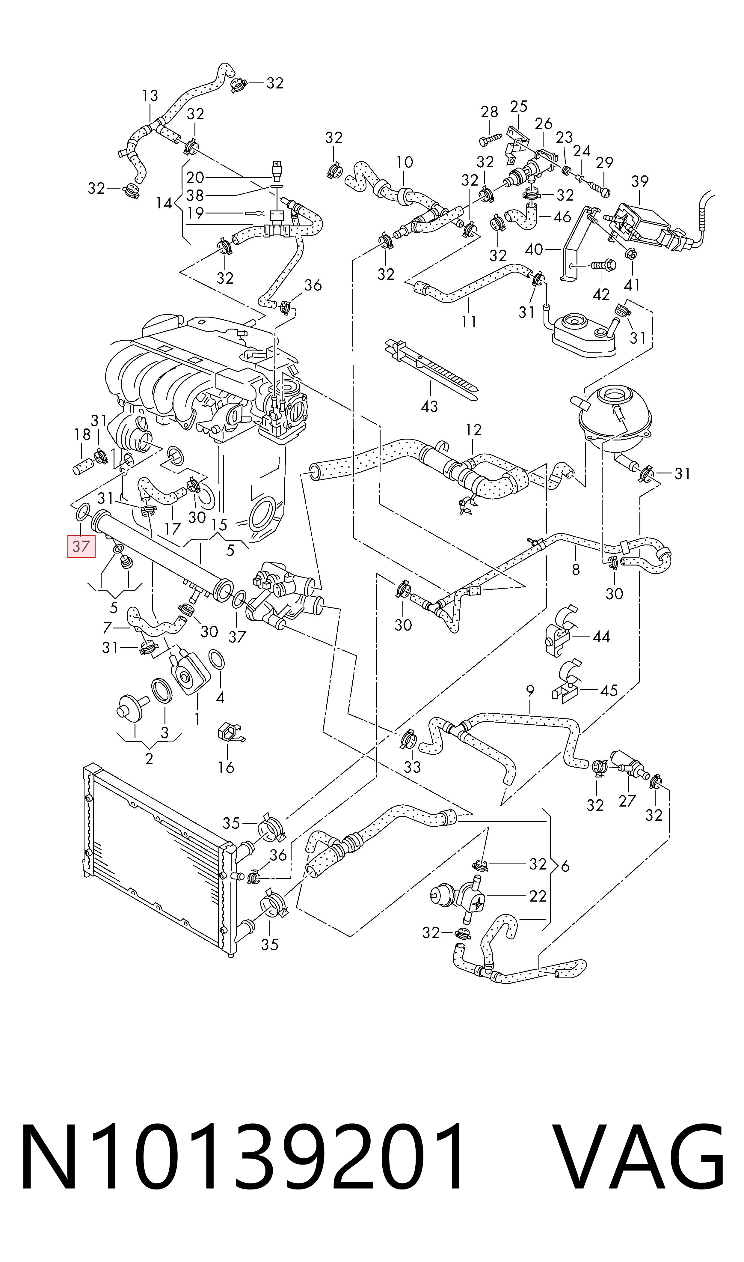 N10139201 VAG Junta termostato