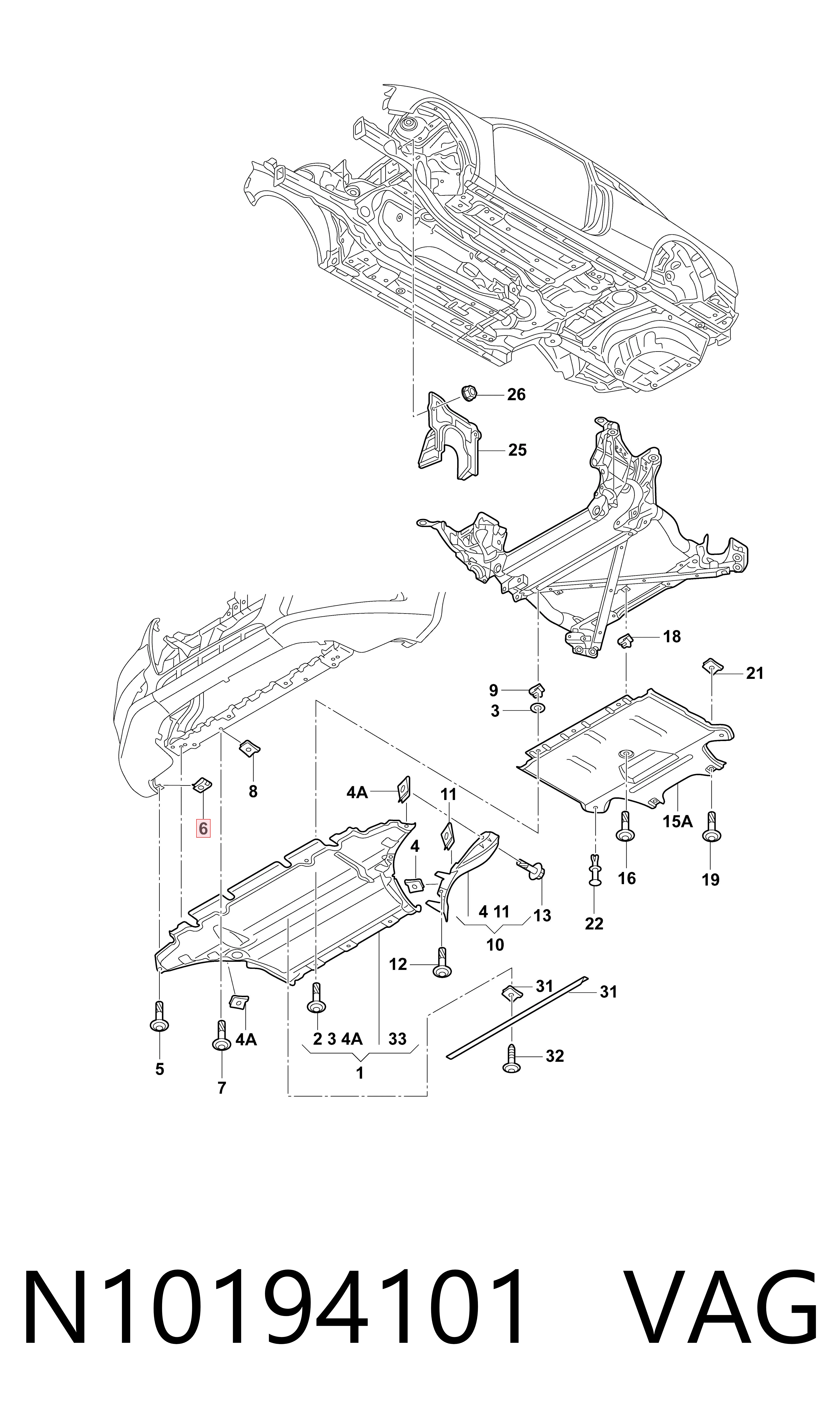 N10194101 VAG Tuerca remachable para tornillo autorroscante