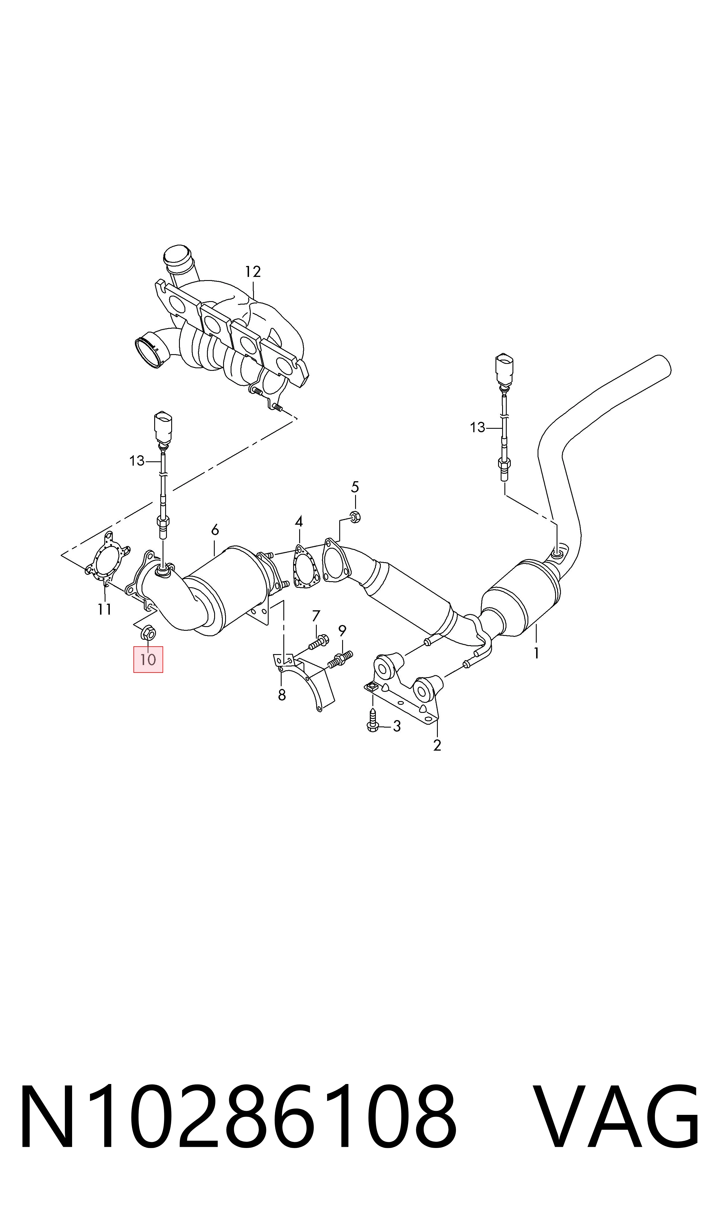 N10286108 VAG Tuerca del perno de fijación del brazo delantero inferior